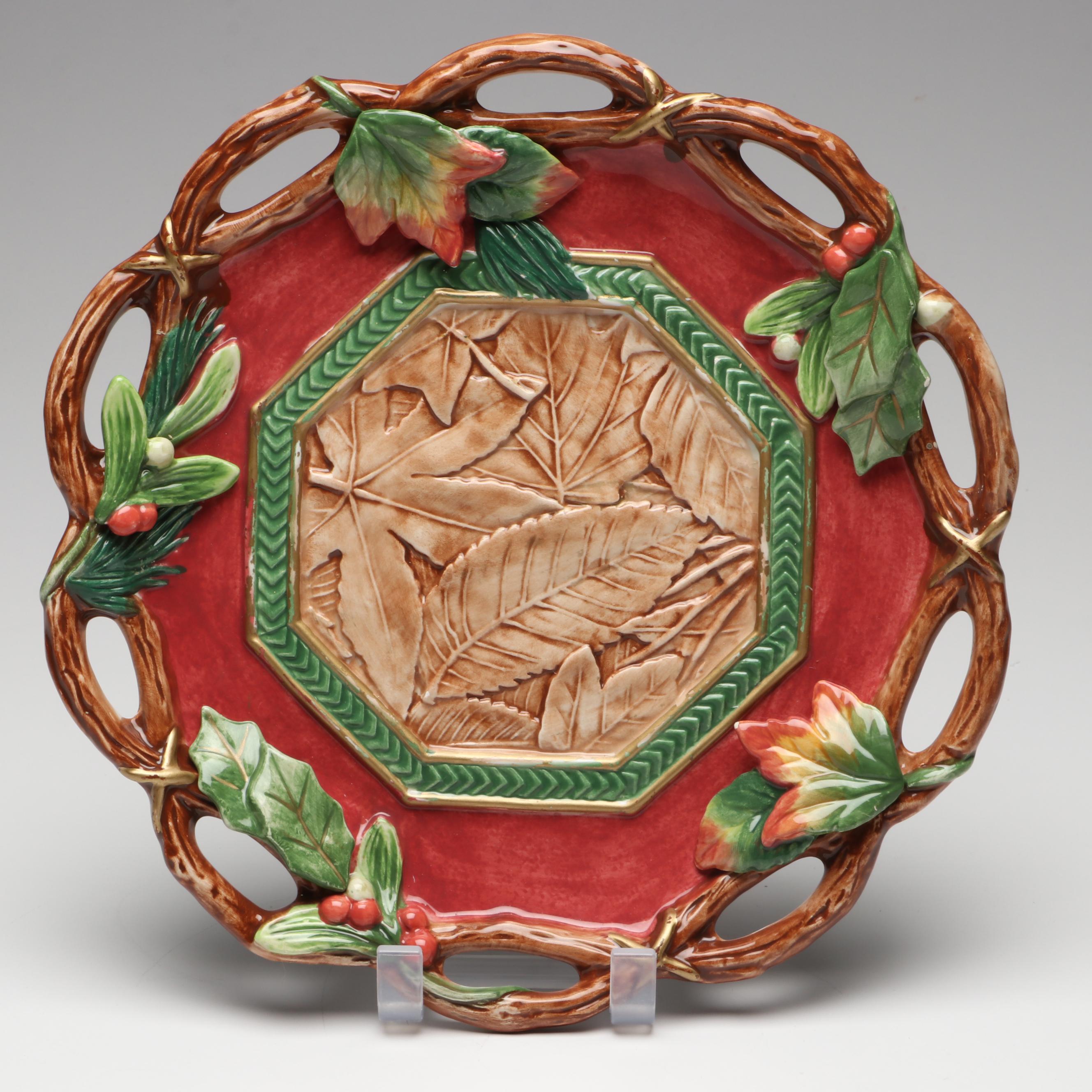 Fitz & Floyd "Christmas Lodge" Canape Plate and "Night Before Christmas" Creamer