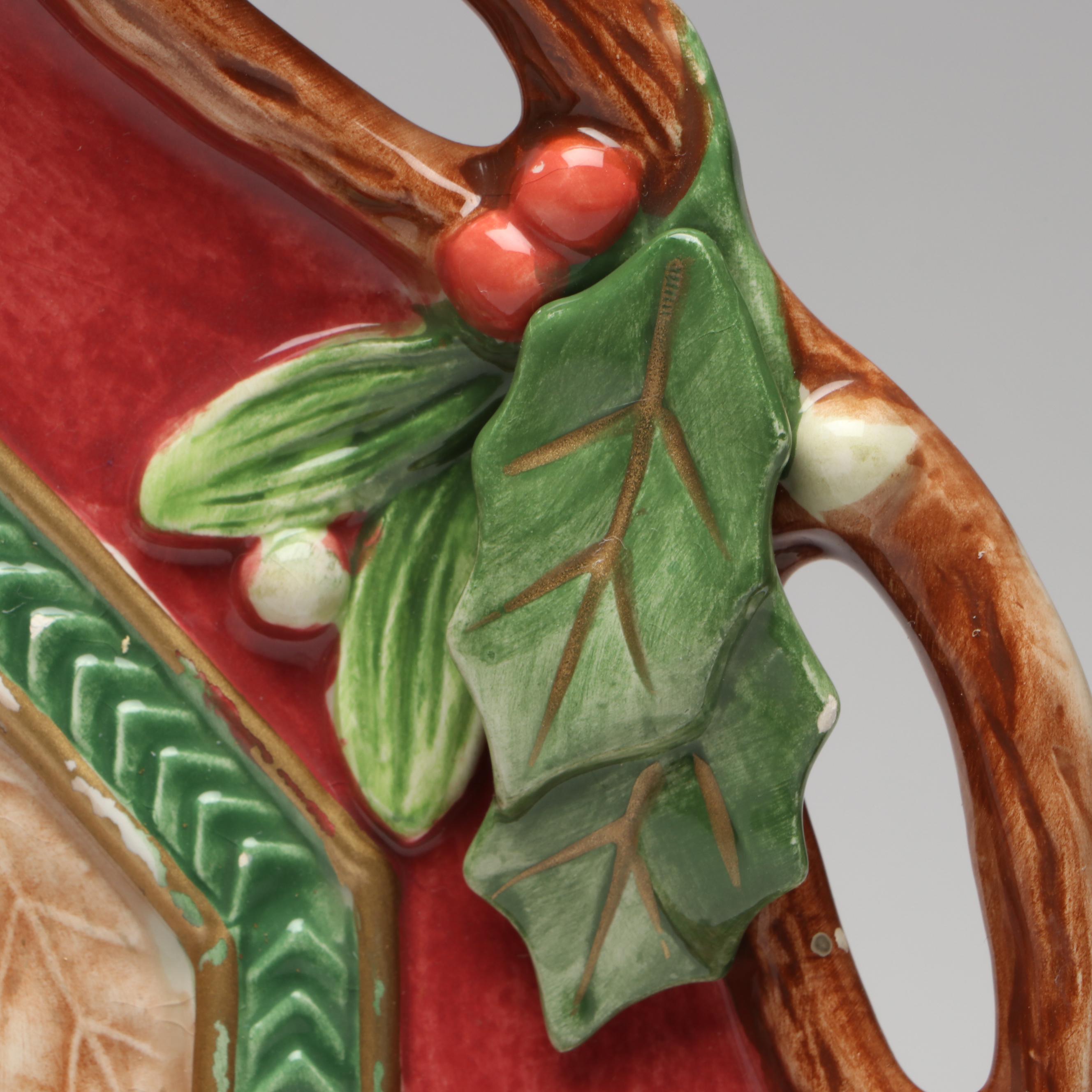 Fitz & Floyd "Christmas Lodge" Canape Plate and "Night Before Christmas" Creamer