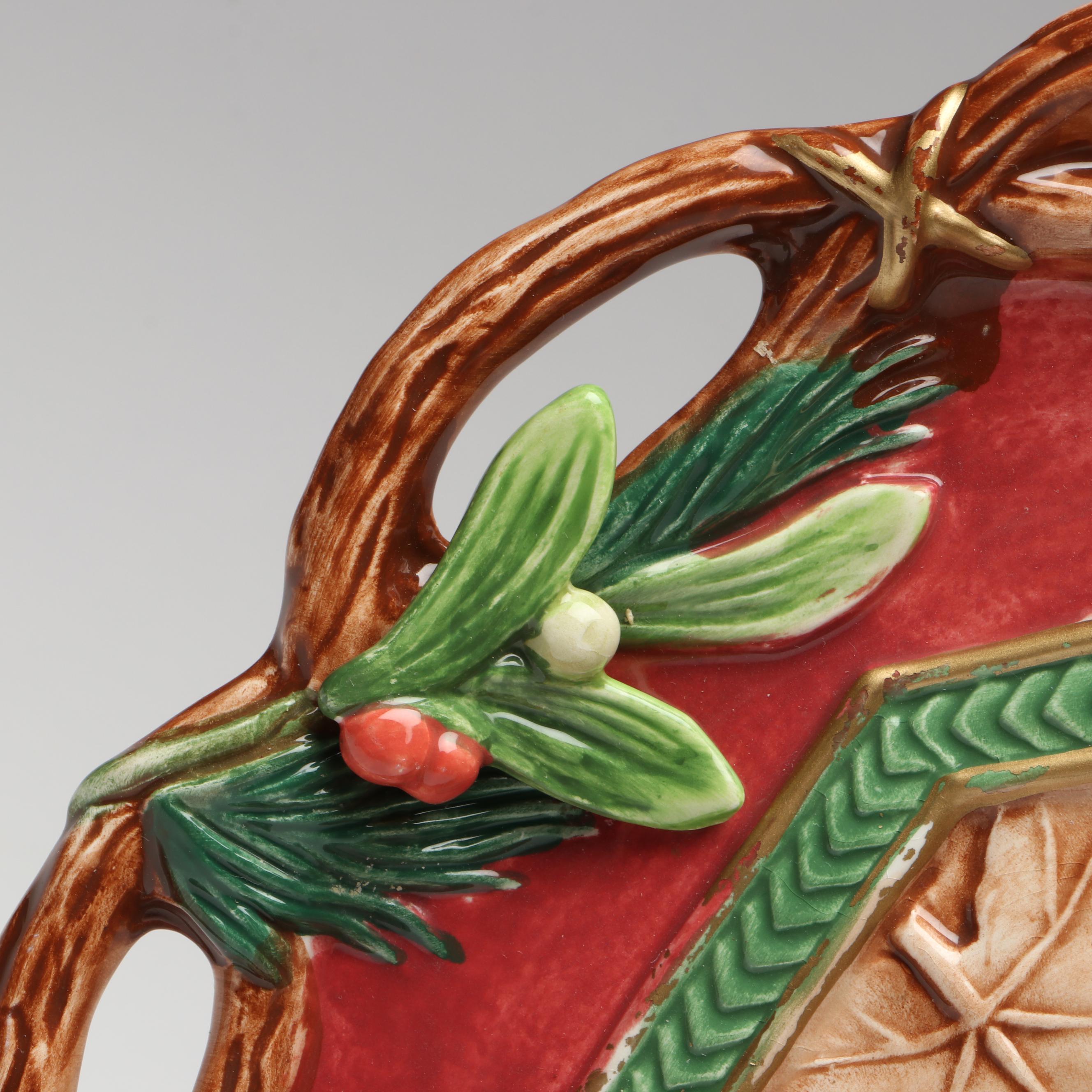 Fitz & Floyd "Christmas Lodge" Canape Plate and "Night Before Christmas" Creamer