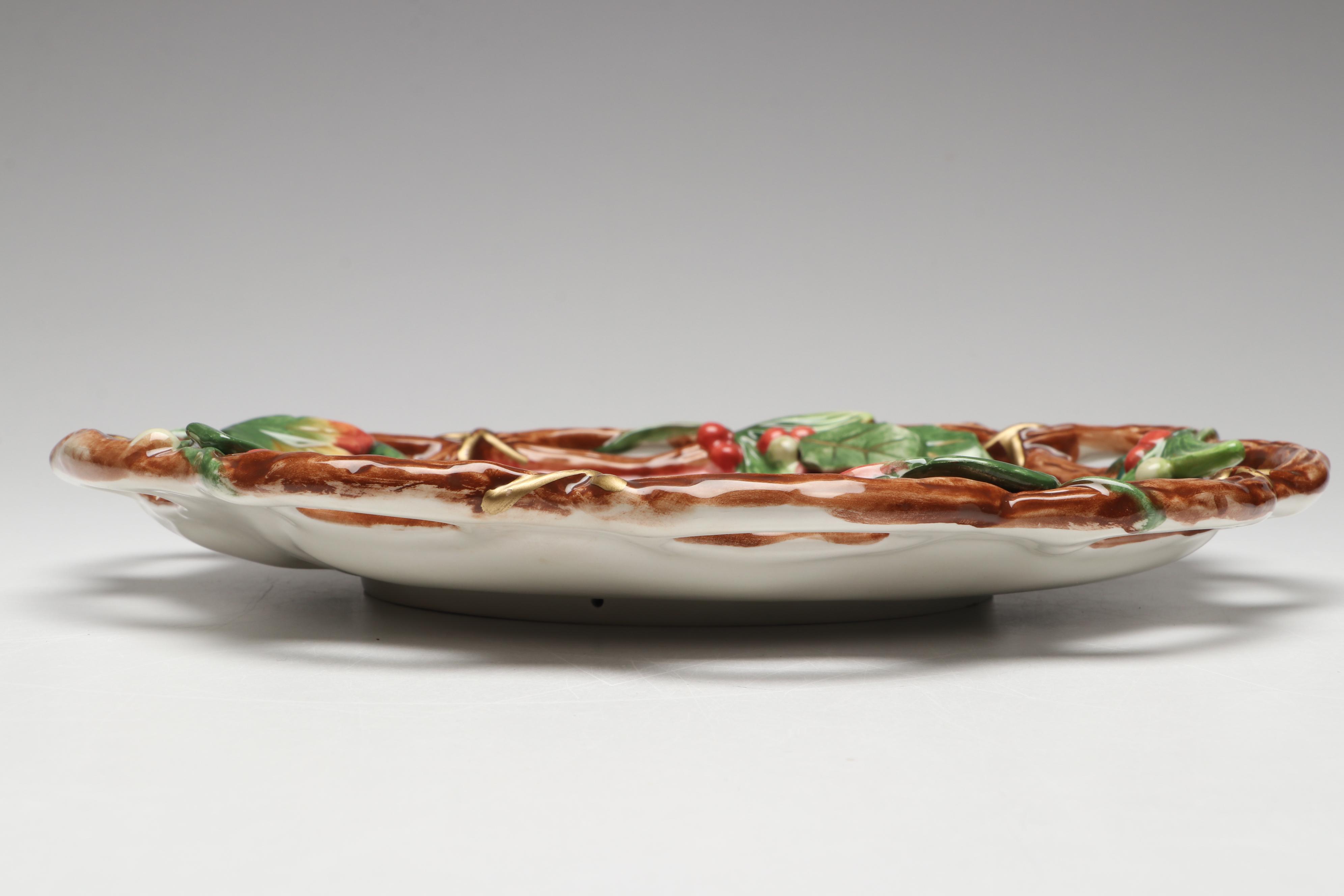 Fitz & Floyd "Christmas Lodge" Canape Plate and "Night Before Christmas" Creamer