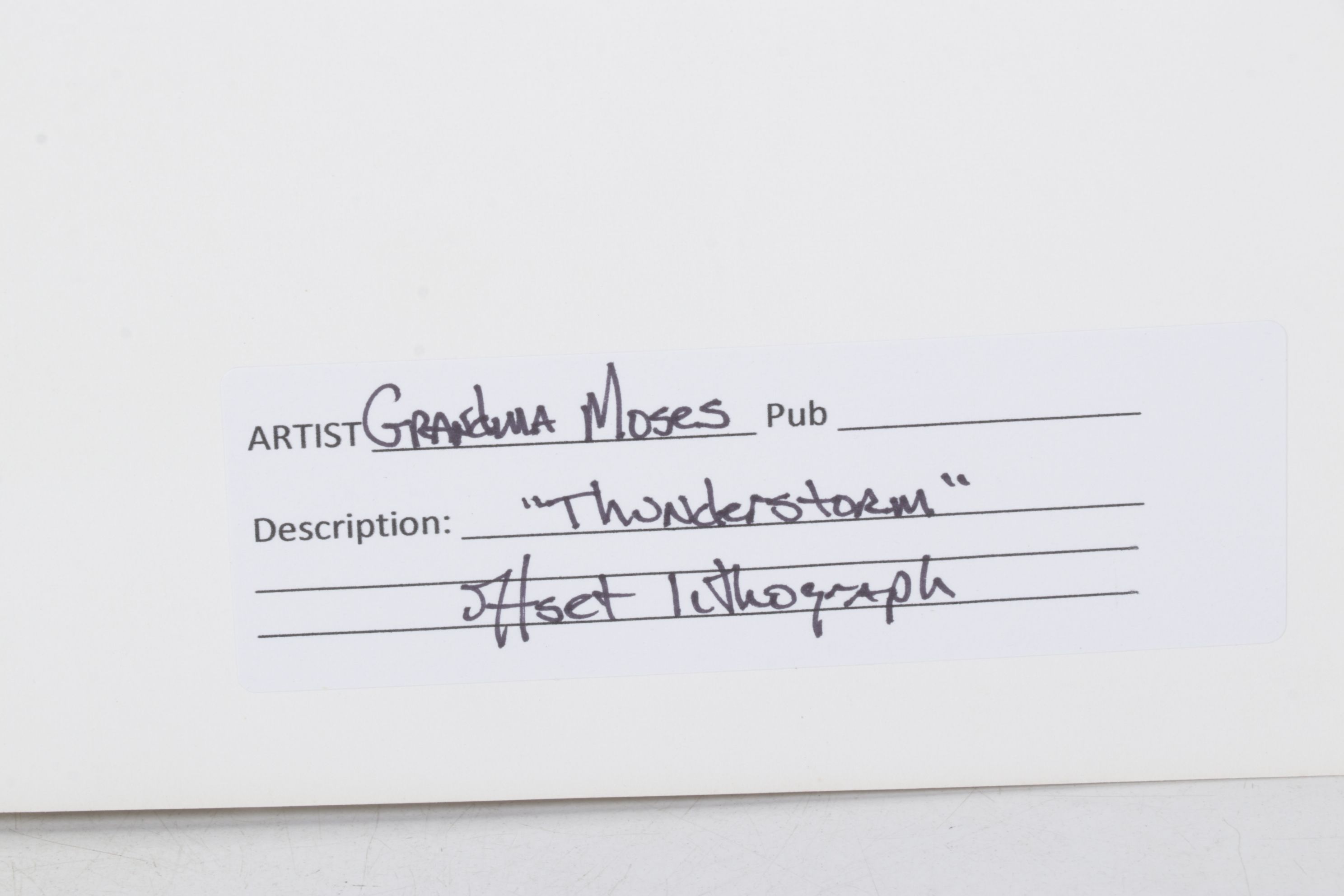 Grandma Moses Offset Ligthograph "Thunderstorm," 1951