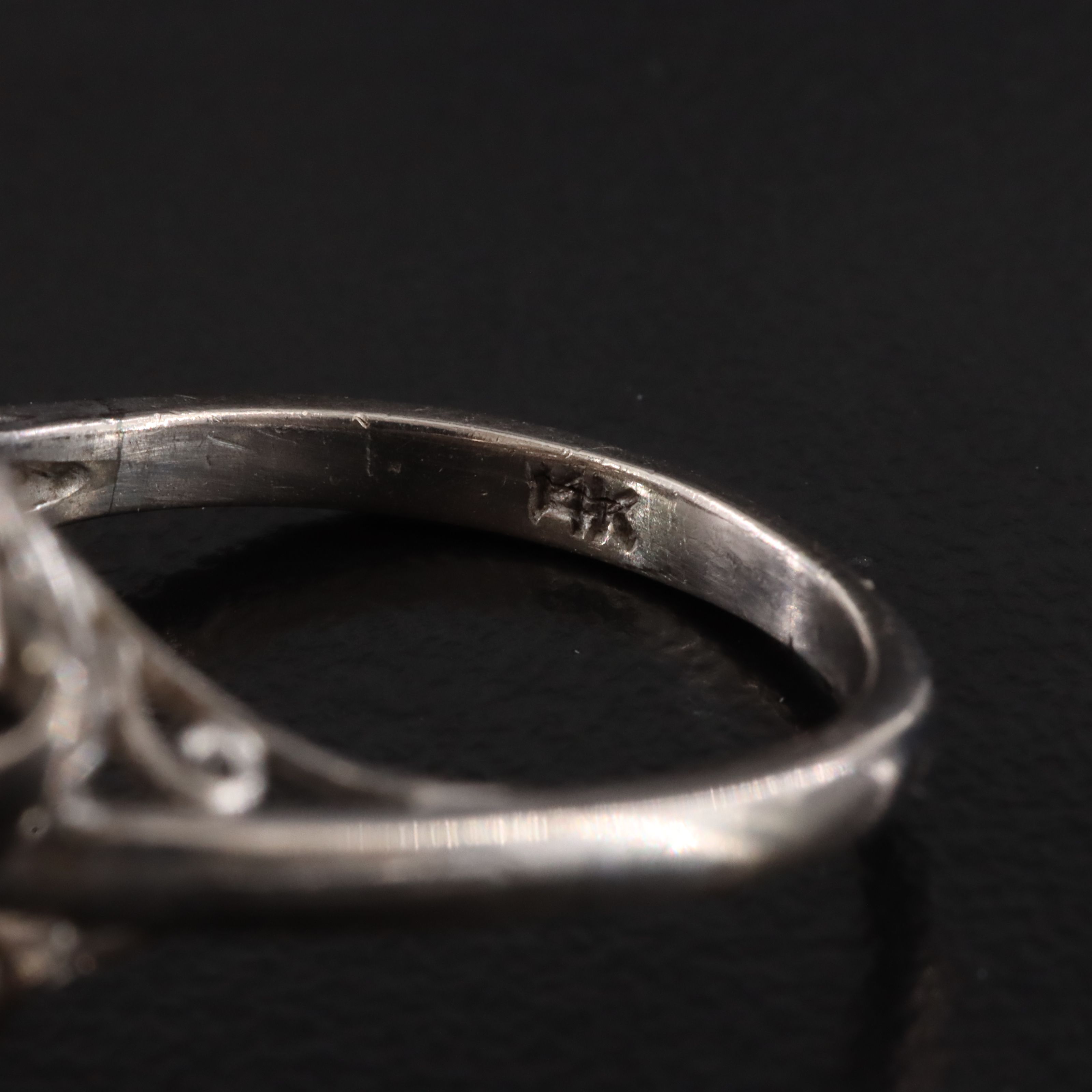 Silver Gold Palladium Pearl and Diamond Ring