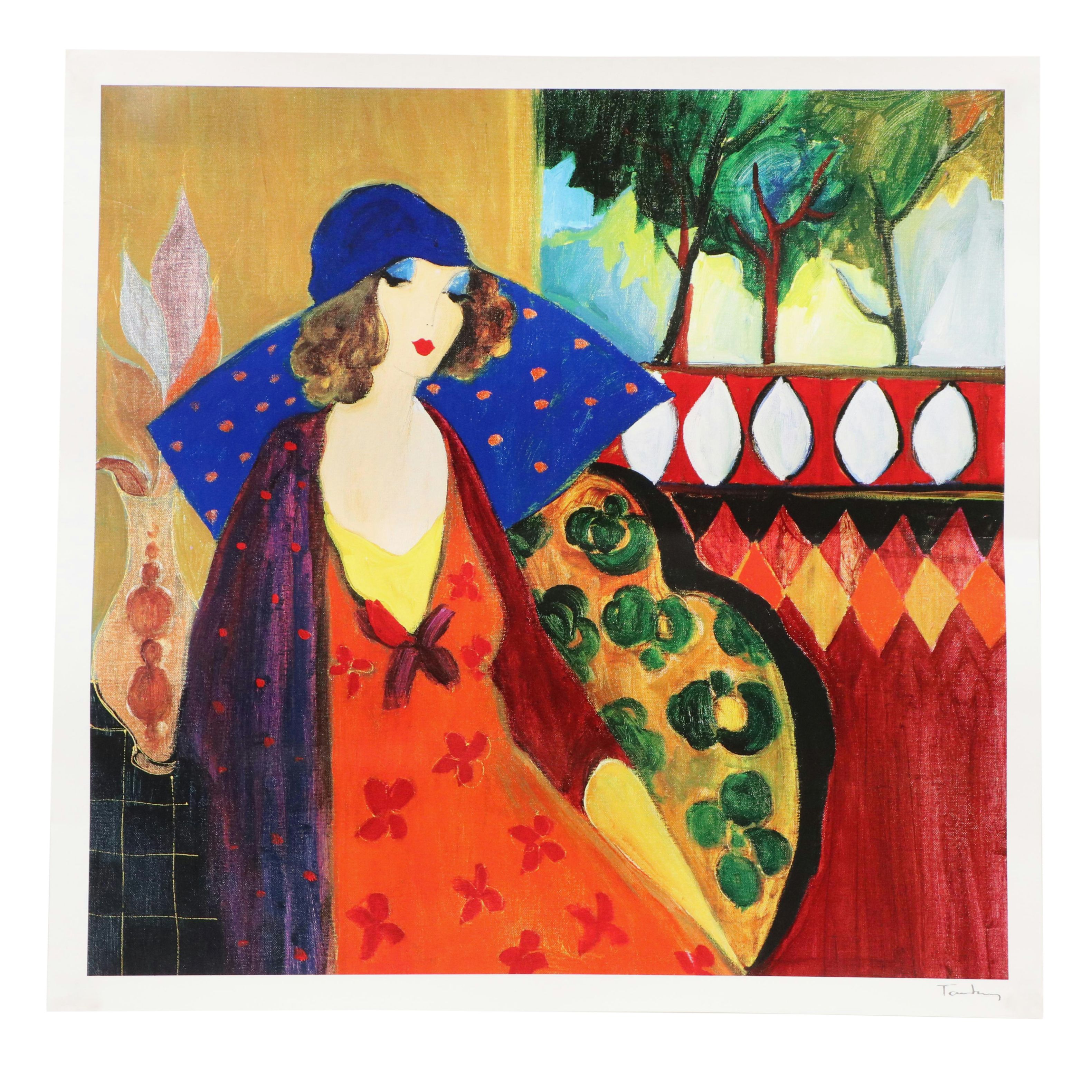 After Itzchak Tarkay Offset Lithograph "Indigo Chapeau"