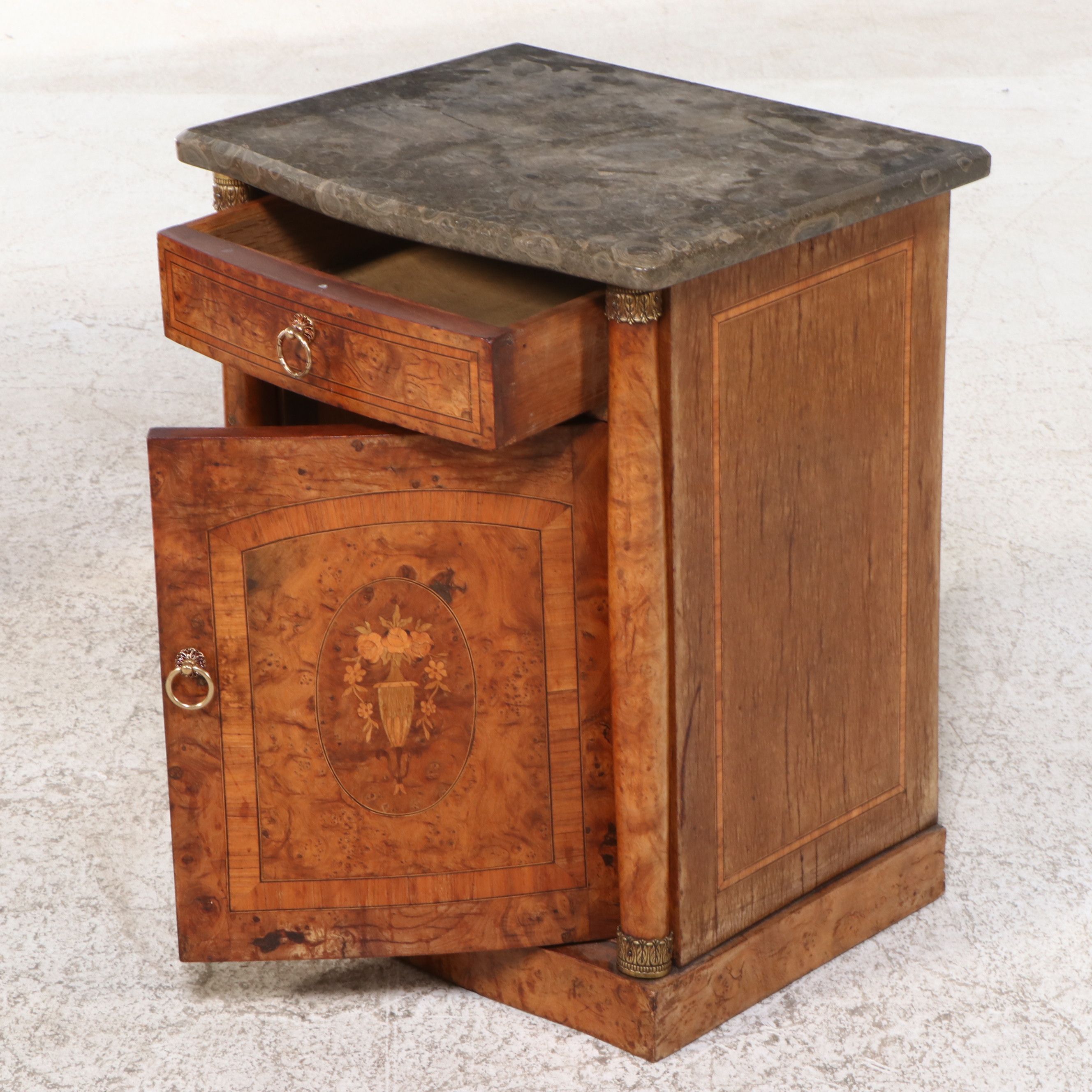Pair of Antique Burl Wood Nightstands
