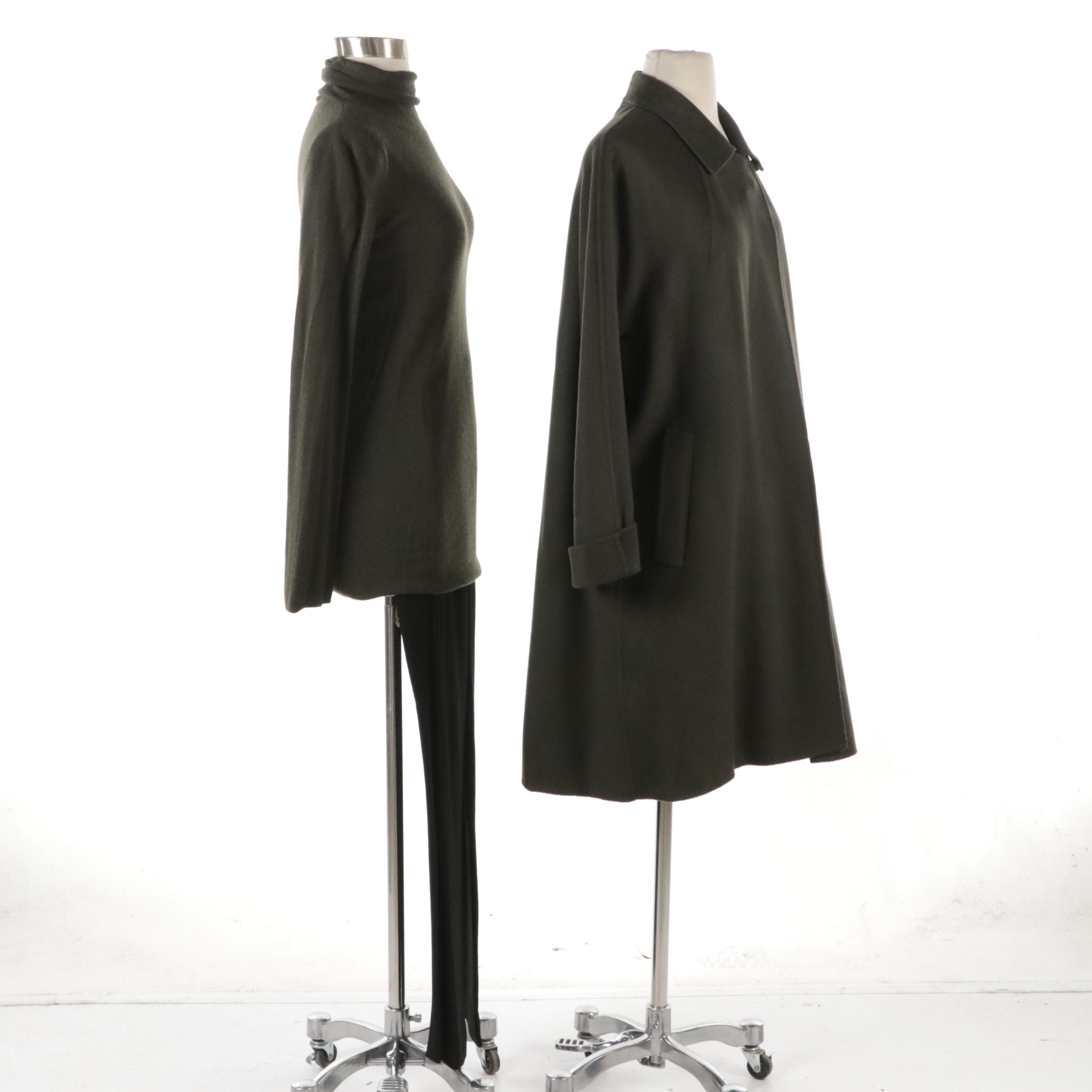 Donna Karan New York Cashmere Coat and Turtleneck Sweater with Flat-Front Pants