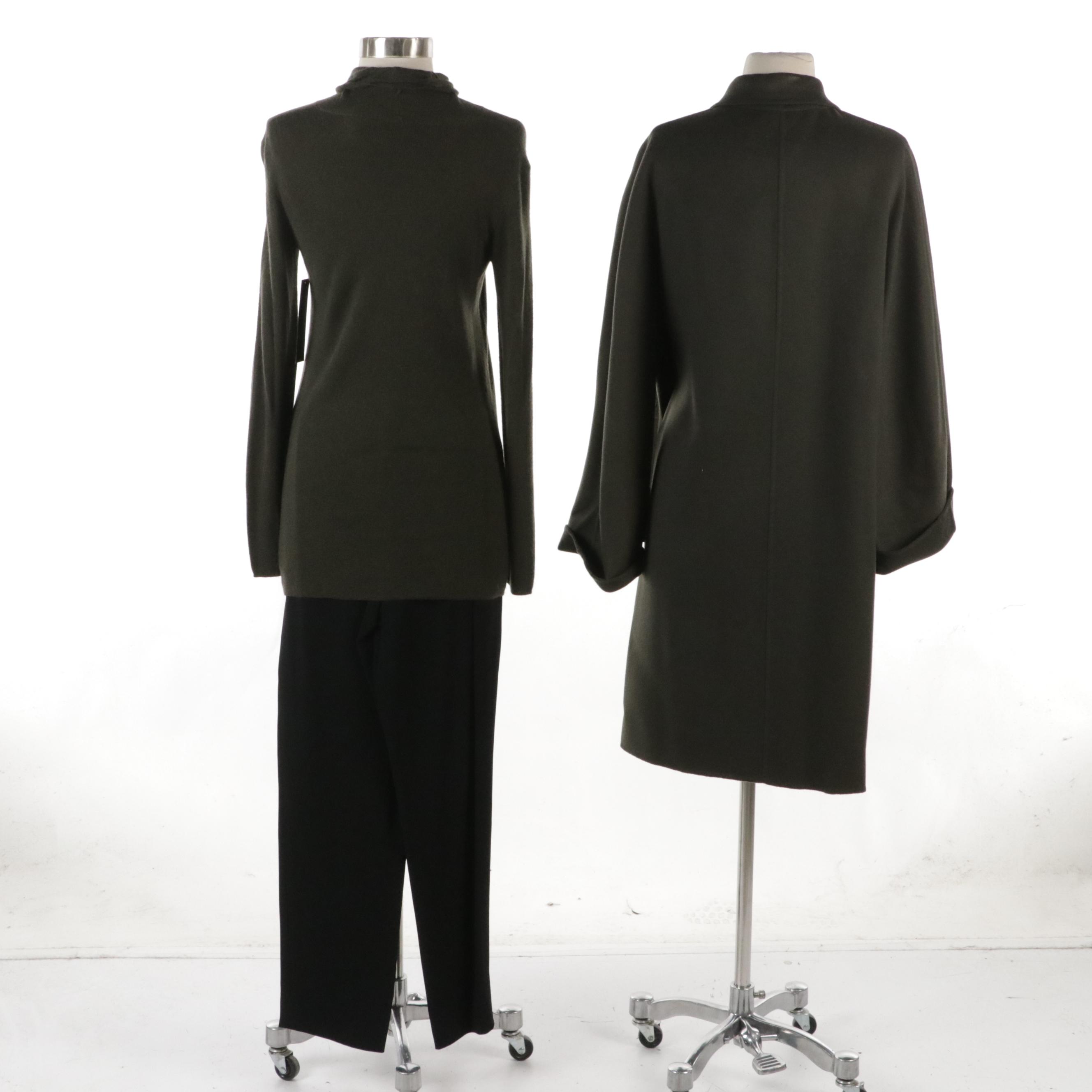 Donna Karan New York Cashmere Coat and Turtleneck Sweater with Flat-Front Pants