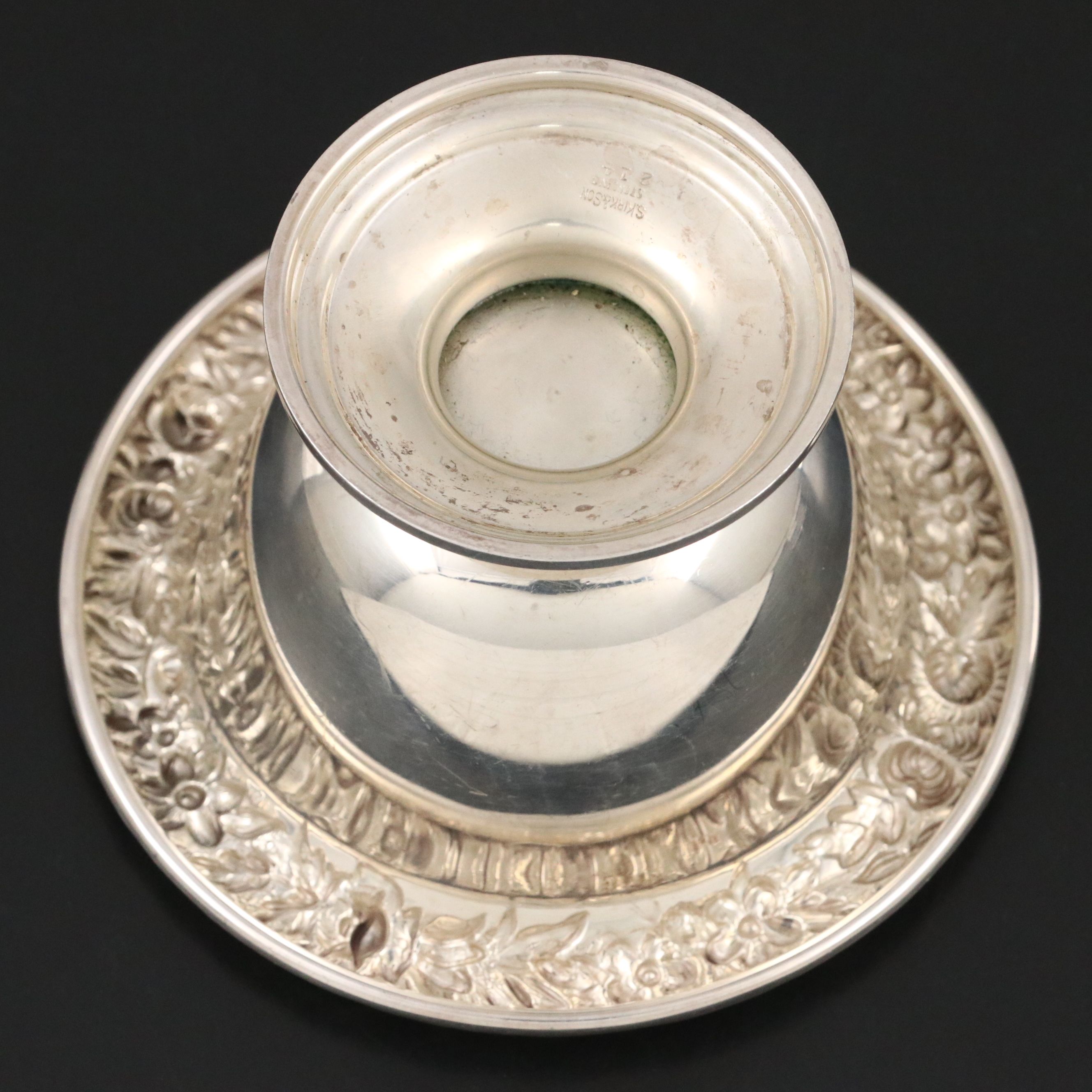 S. Kirk & Son Repoussé Sterling Silver Pedestal Bowl with English Sterling Box