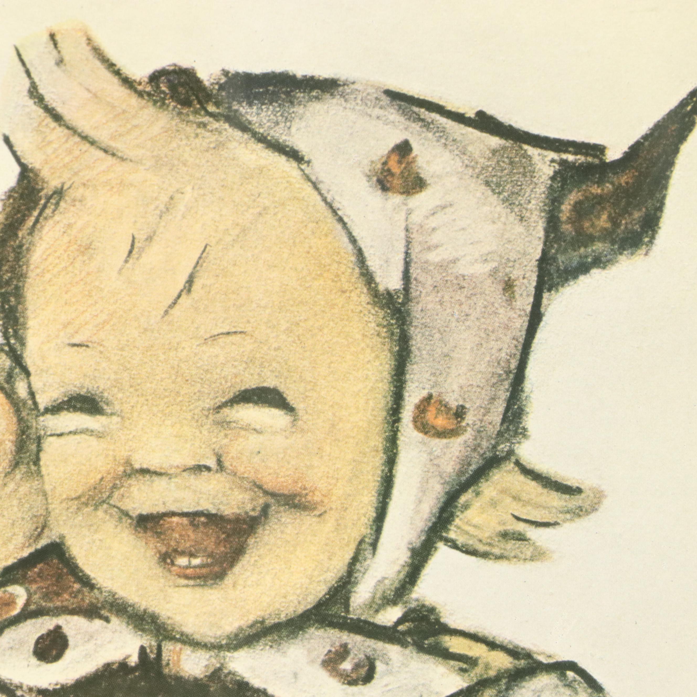 After M.I. Hummel Offset Lithographs of Caroling Boys and Little Girls Embracing