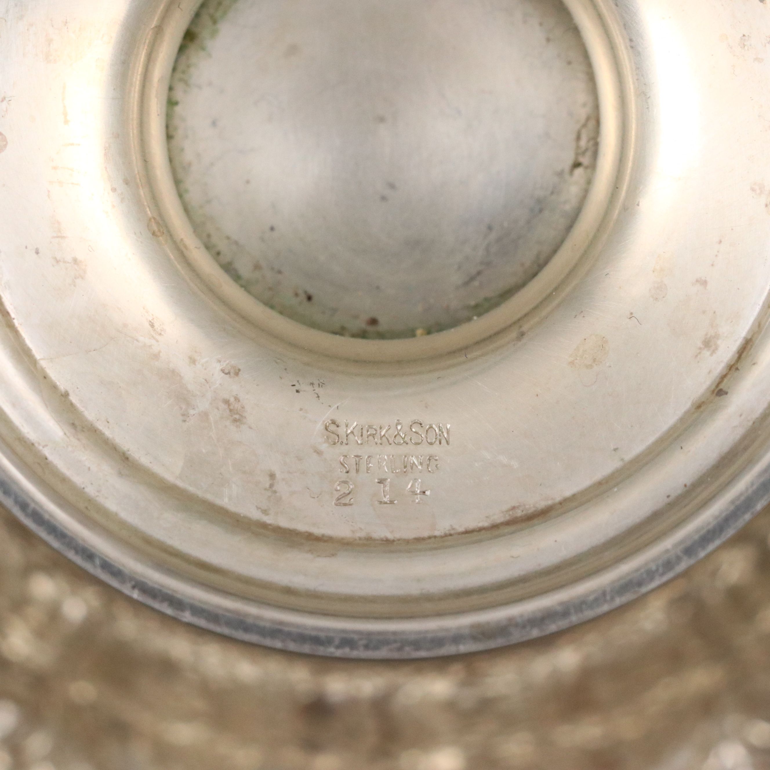 S. Kirk & Son Repoussé Sterling Silver Pedestal Bowl with English Sterling Box