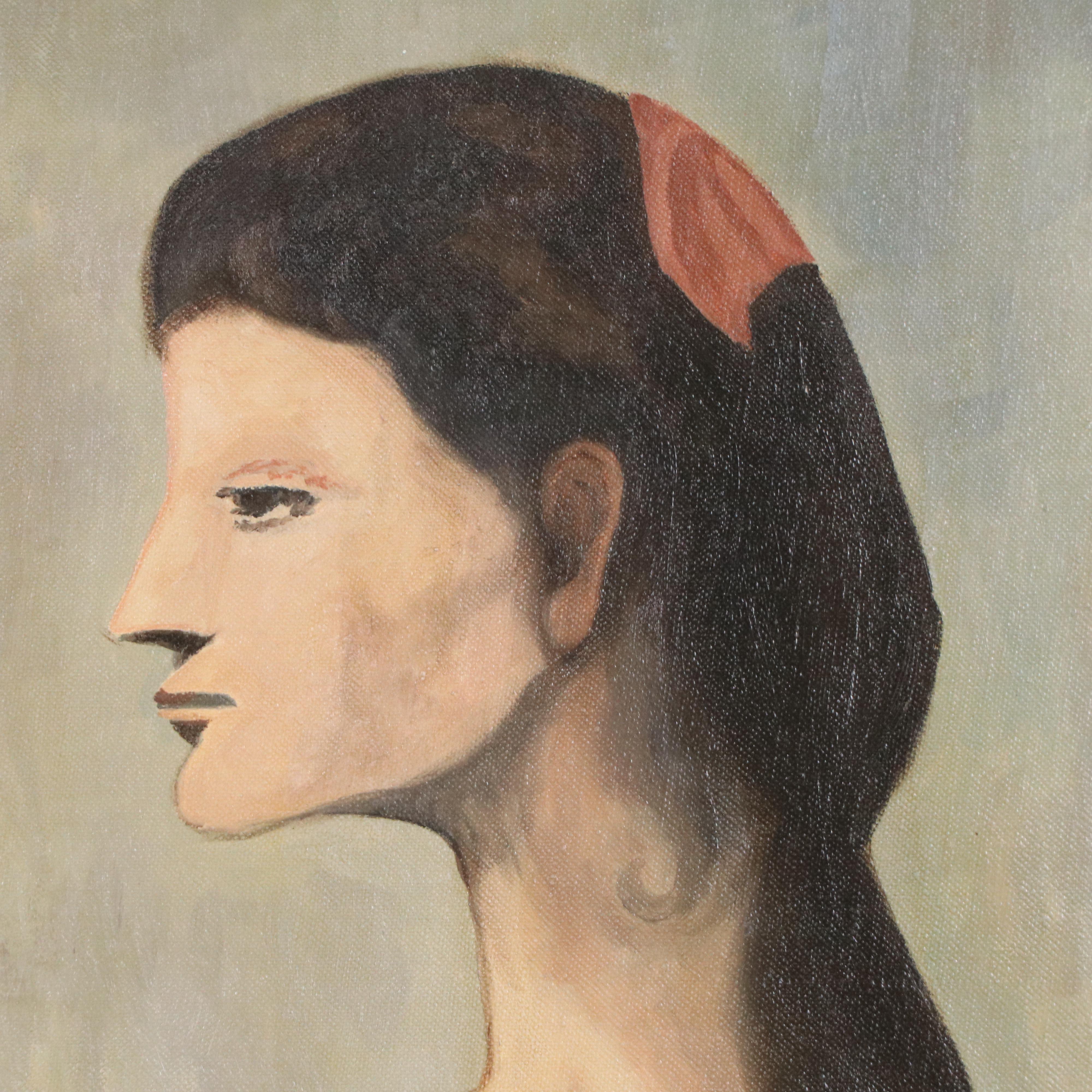 Oil Painting After Pablo Picasso "Woman with Fan"