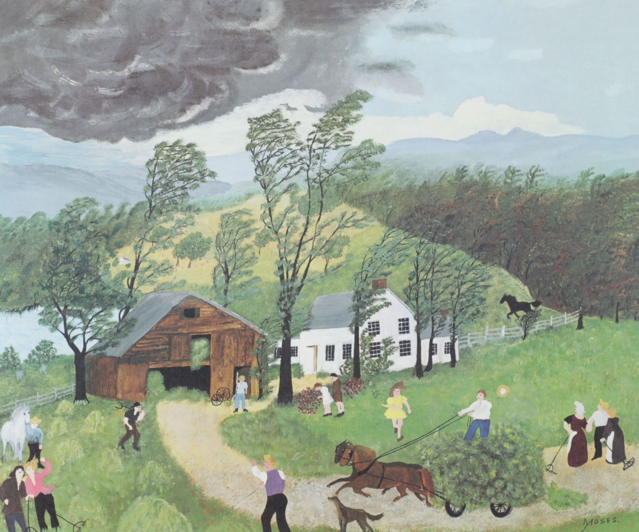 Grandma Moses Offset Ligthograph "Thunderstorm," 1951