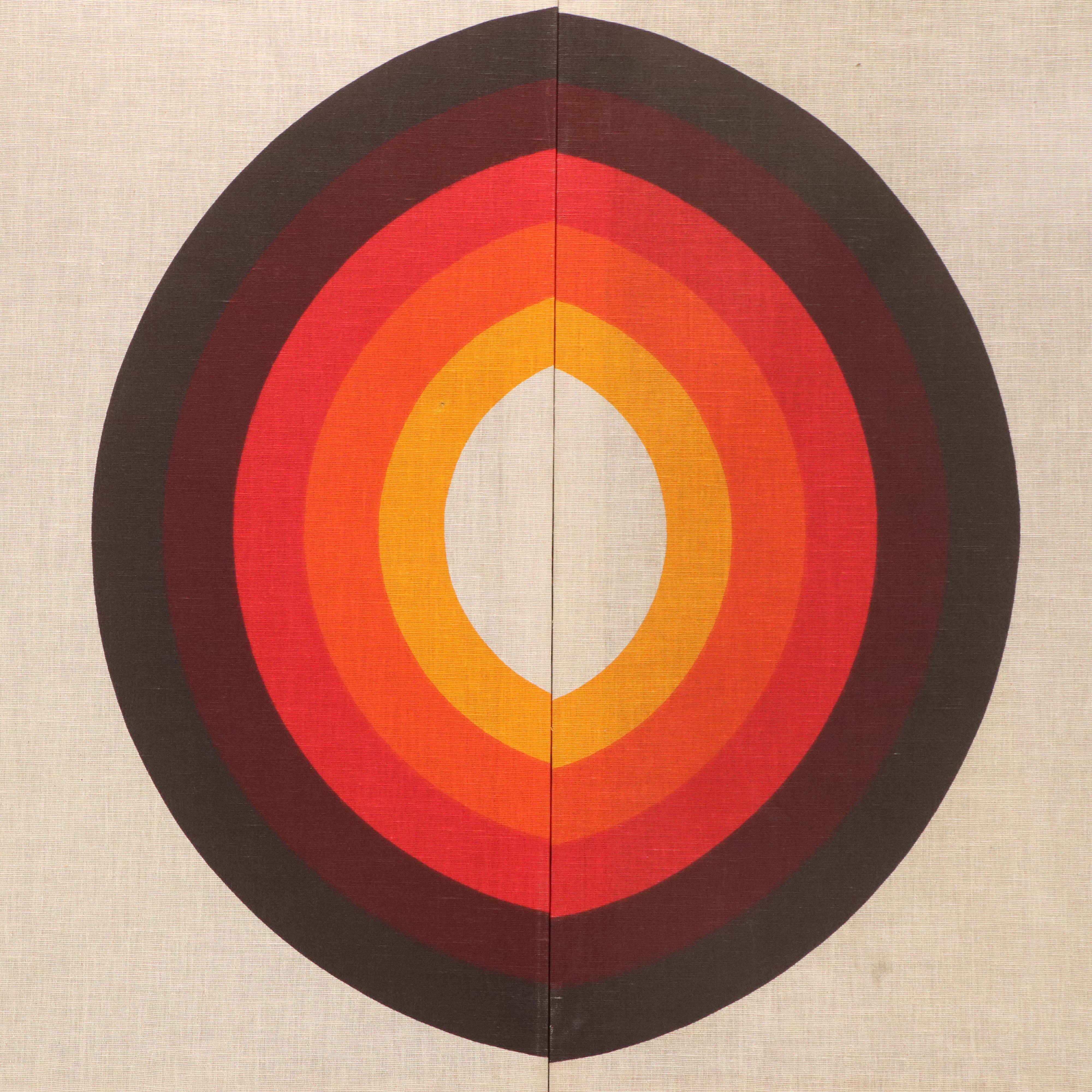 Verner Panton Style Stretched Textile Panels with Geometric Curves