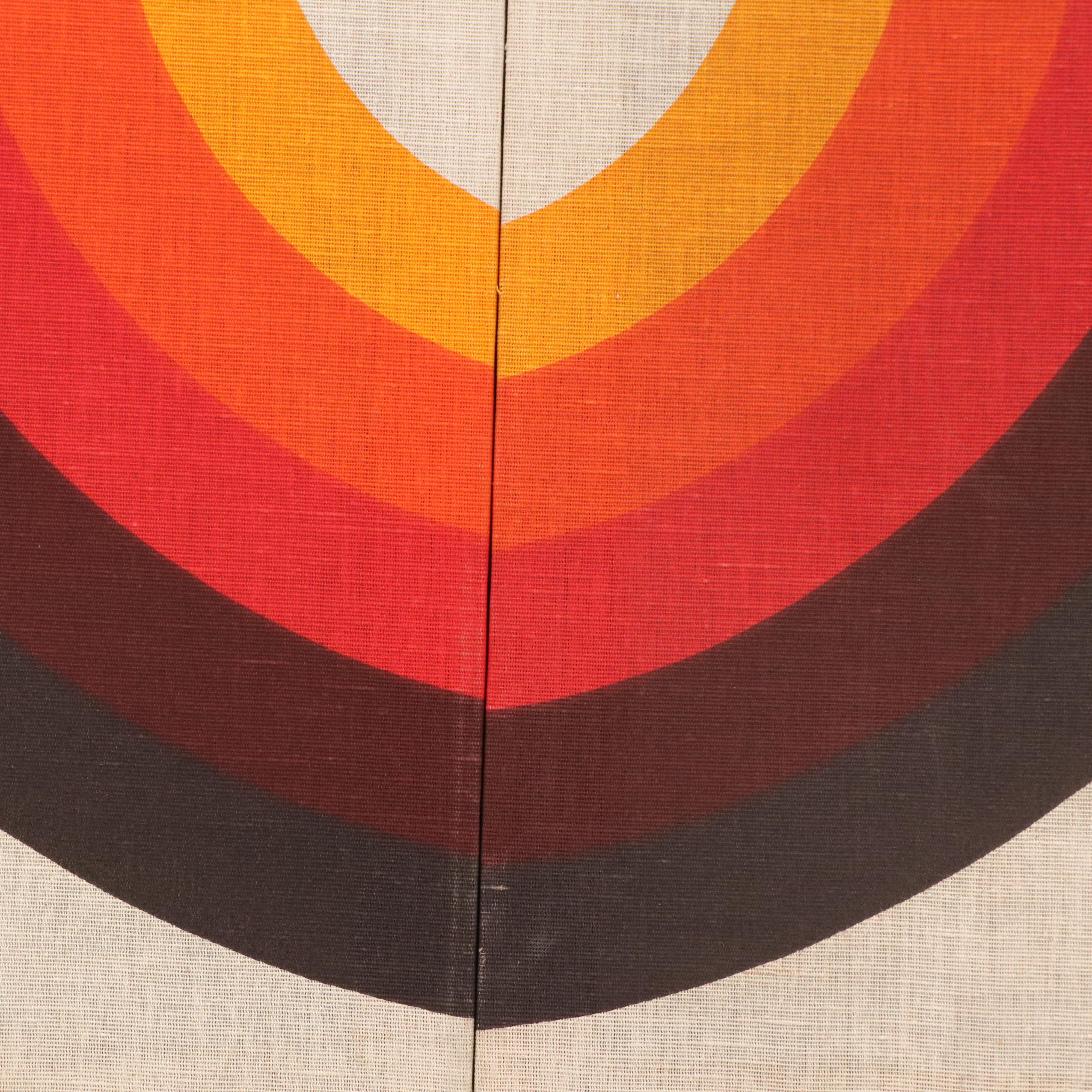 Verner Panton Style Stretched Textile Panels with Geometric Curves