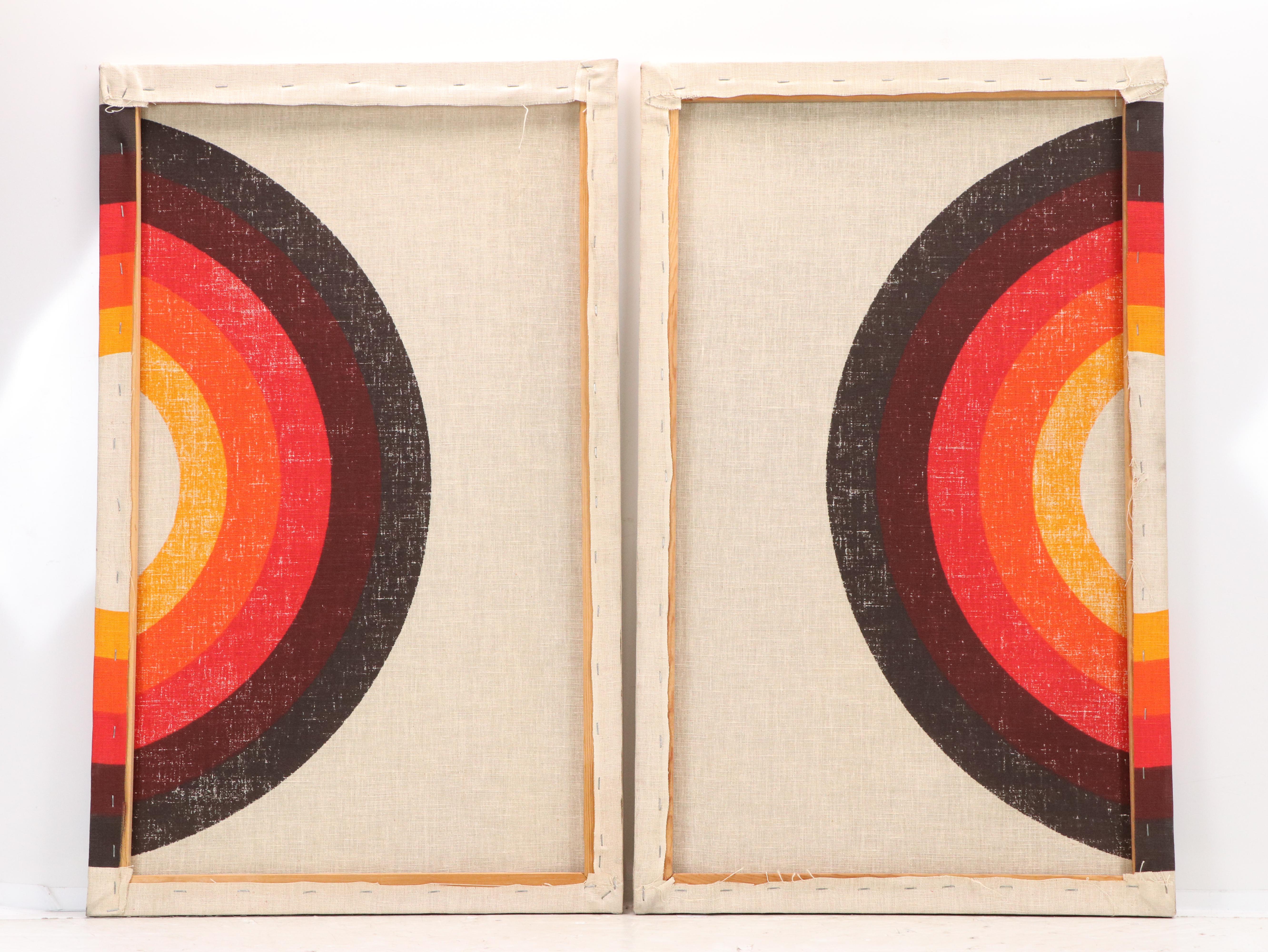 Verner Panton Style Stretched Textile Panels with Geometric Curves