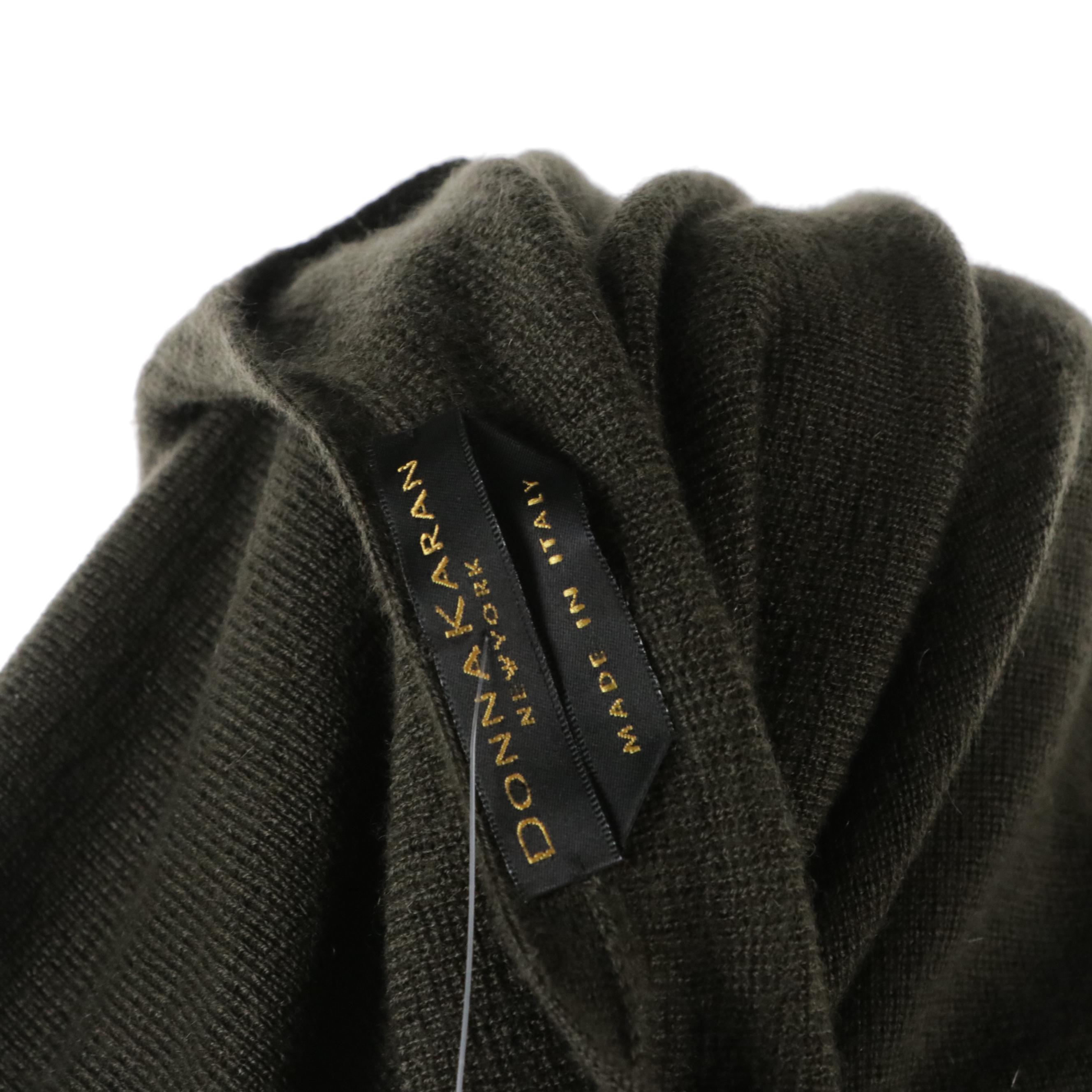 Donna Karan Cashmere Cardigan and Knit Long Sleeve Set with White Rayon Trousers