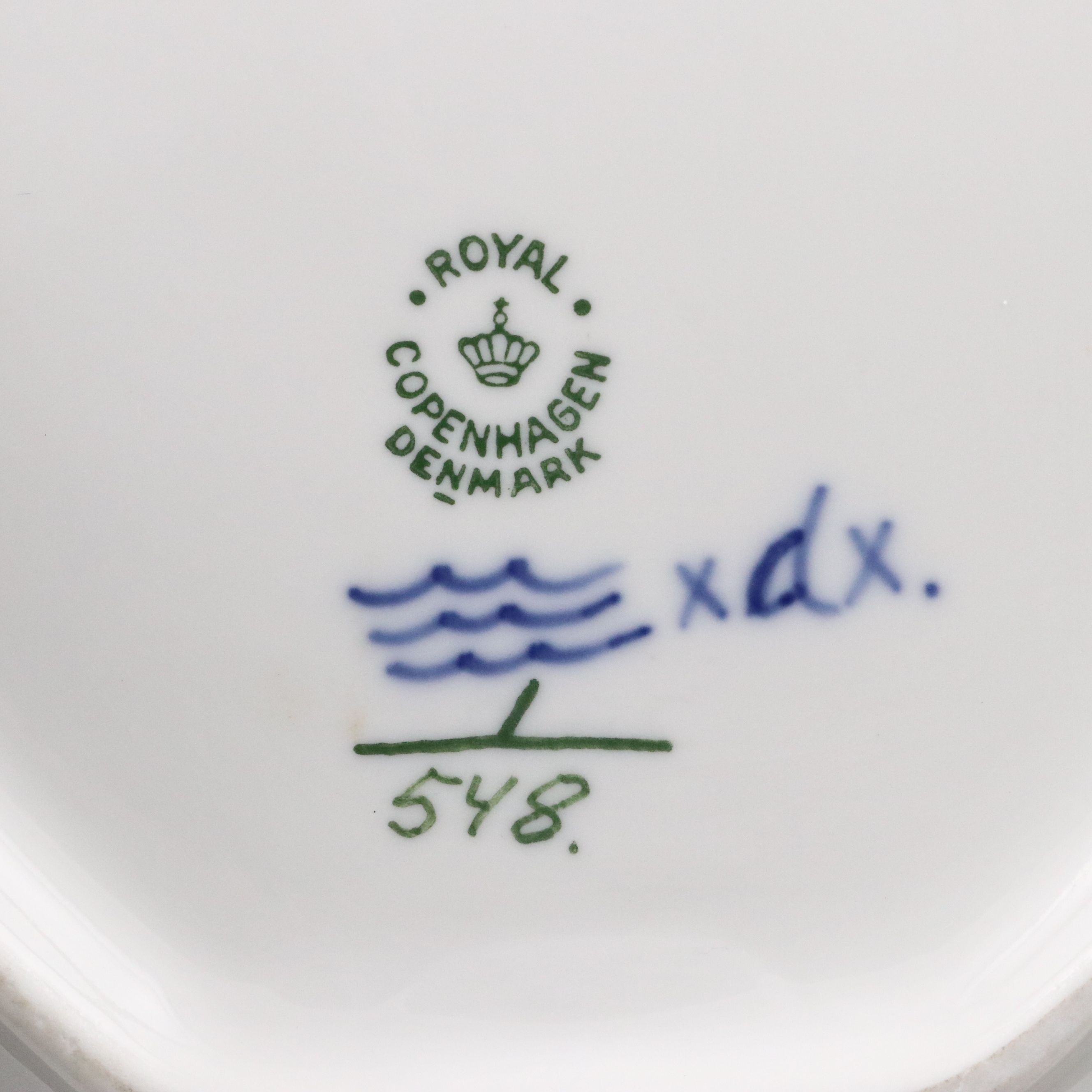 Royal Copenhagen Porcelain "Blue Fluted Half Lace" Leaf Shaped Dish, 1957