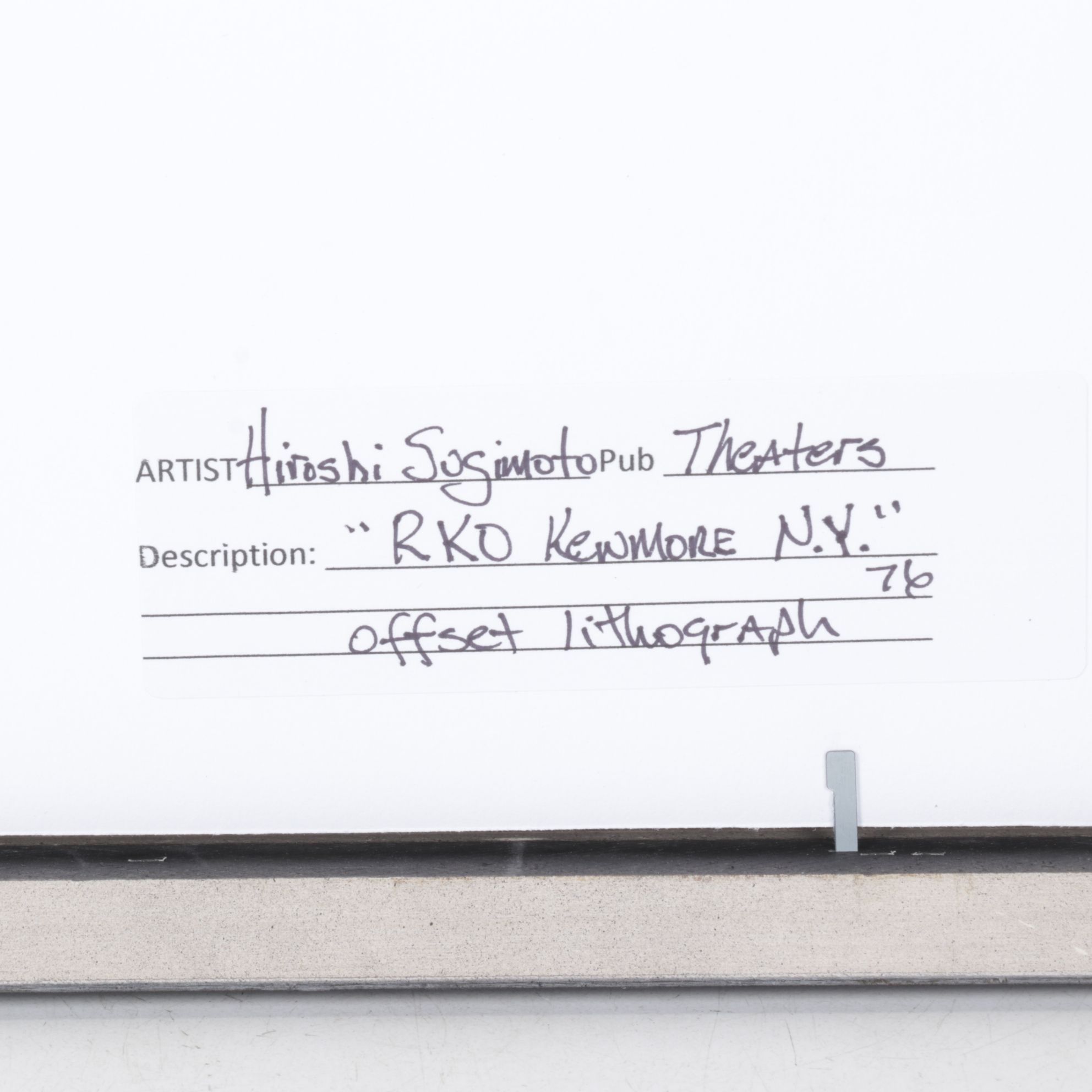 Hiroshi Sugimoto Offset Lithograph "R.K.O. Kenmore, New York"
