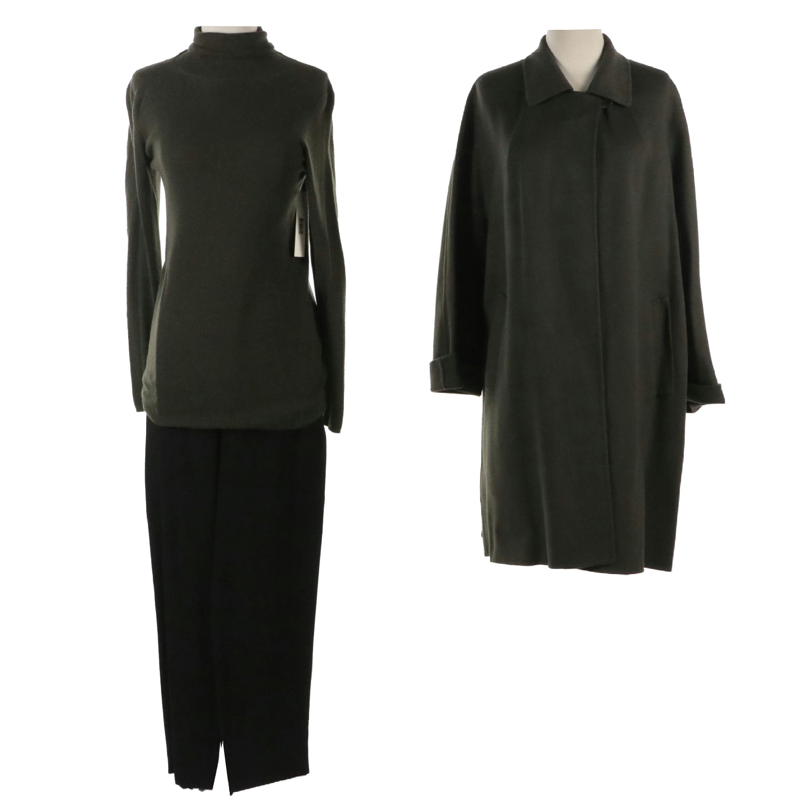 Donna Karan New York Cashmere Coat and Turtleneck Sweater with Flat-Front Pants
