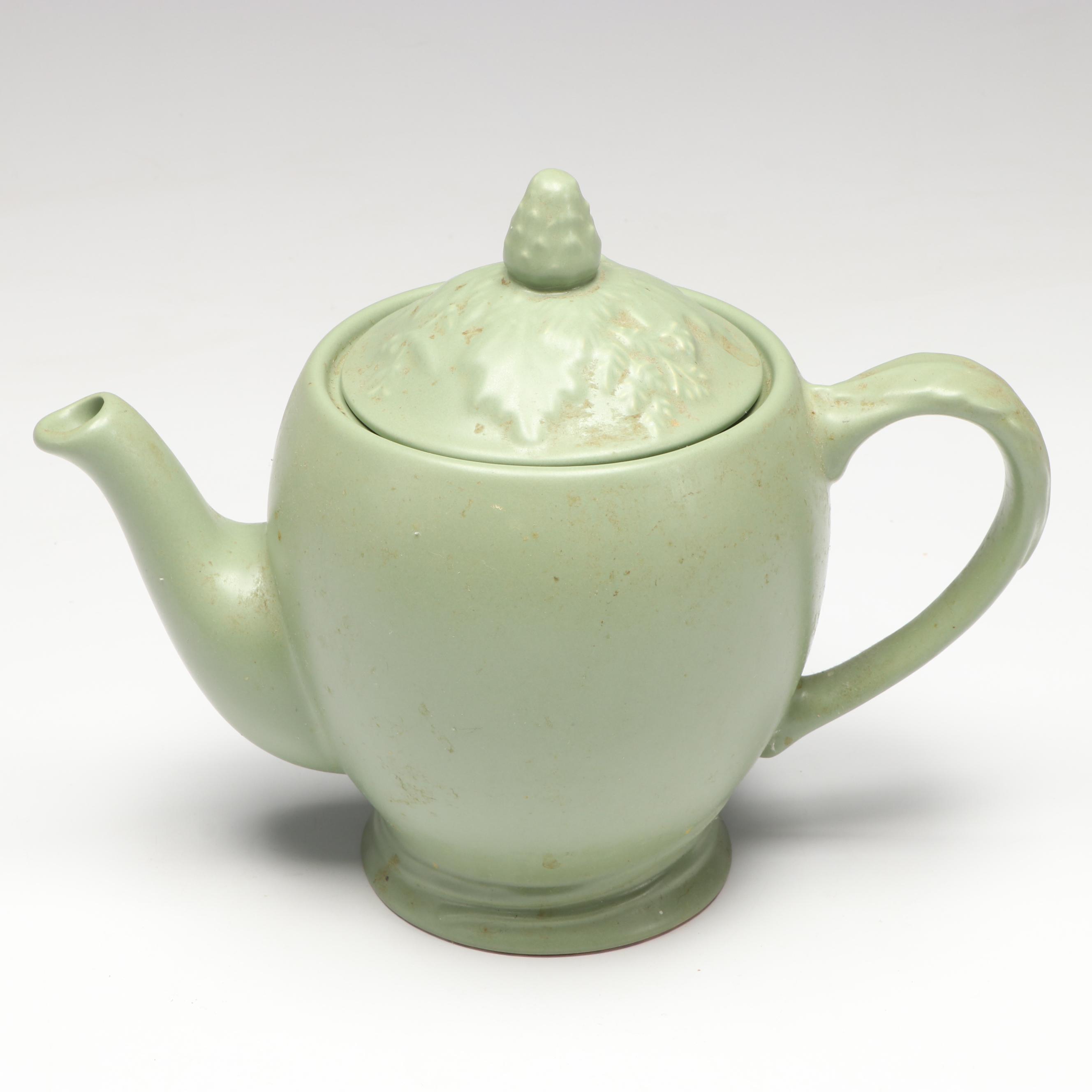 Roseville Pottery Plate with Brushware Bowl, and More Green Ceramic Dishes