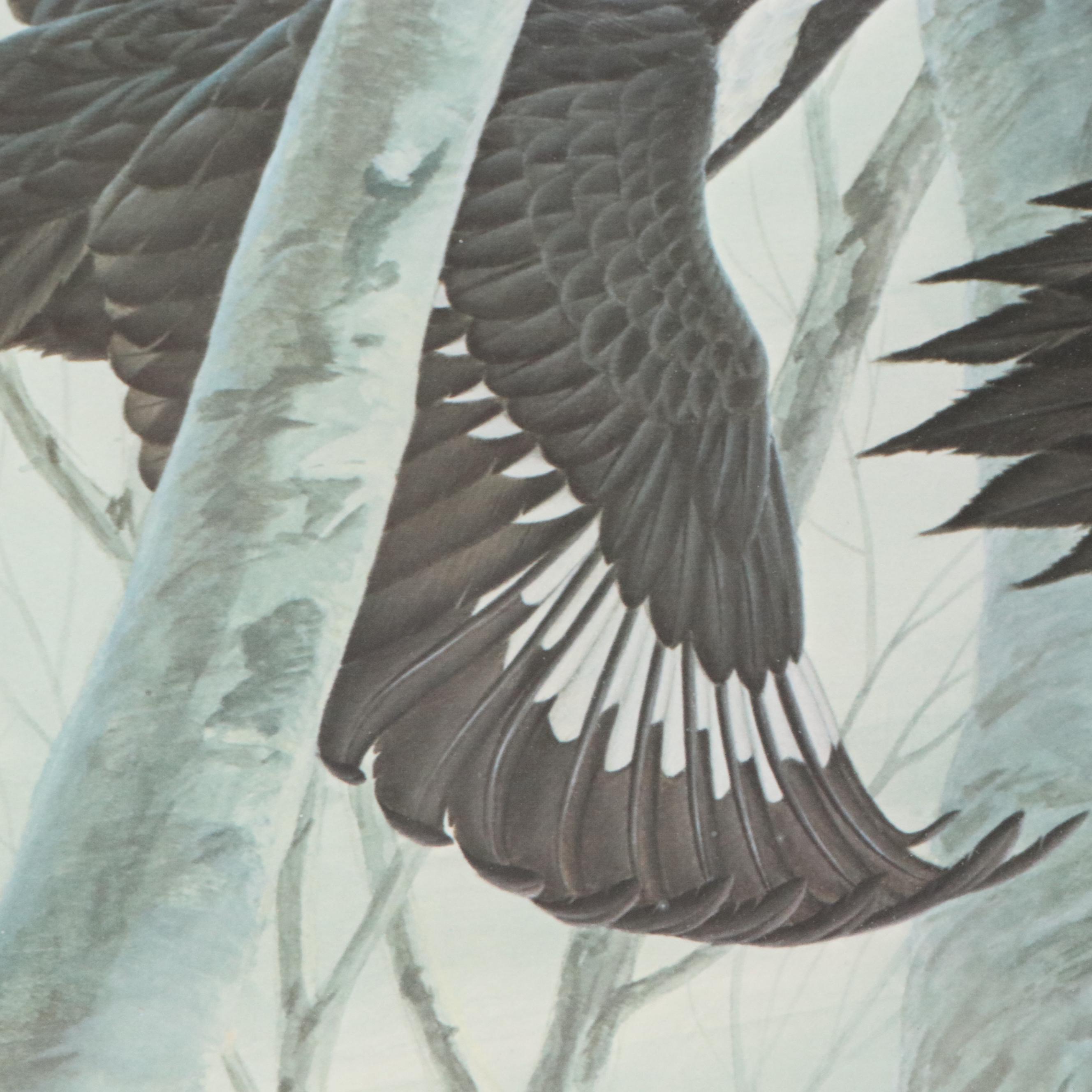 John Ruthven Offset Lithograph "Pileated Woodpeckers," Late 20th Century