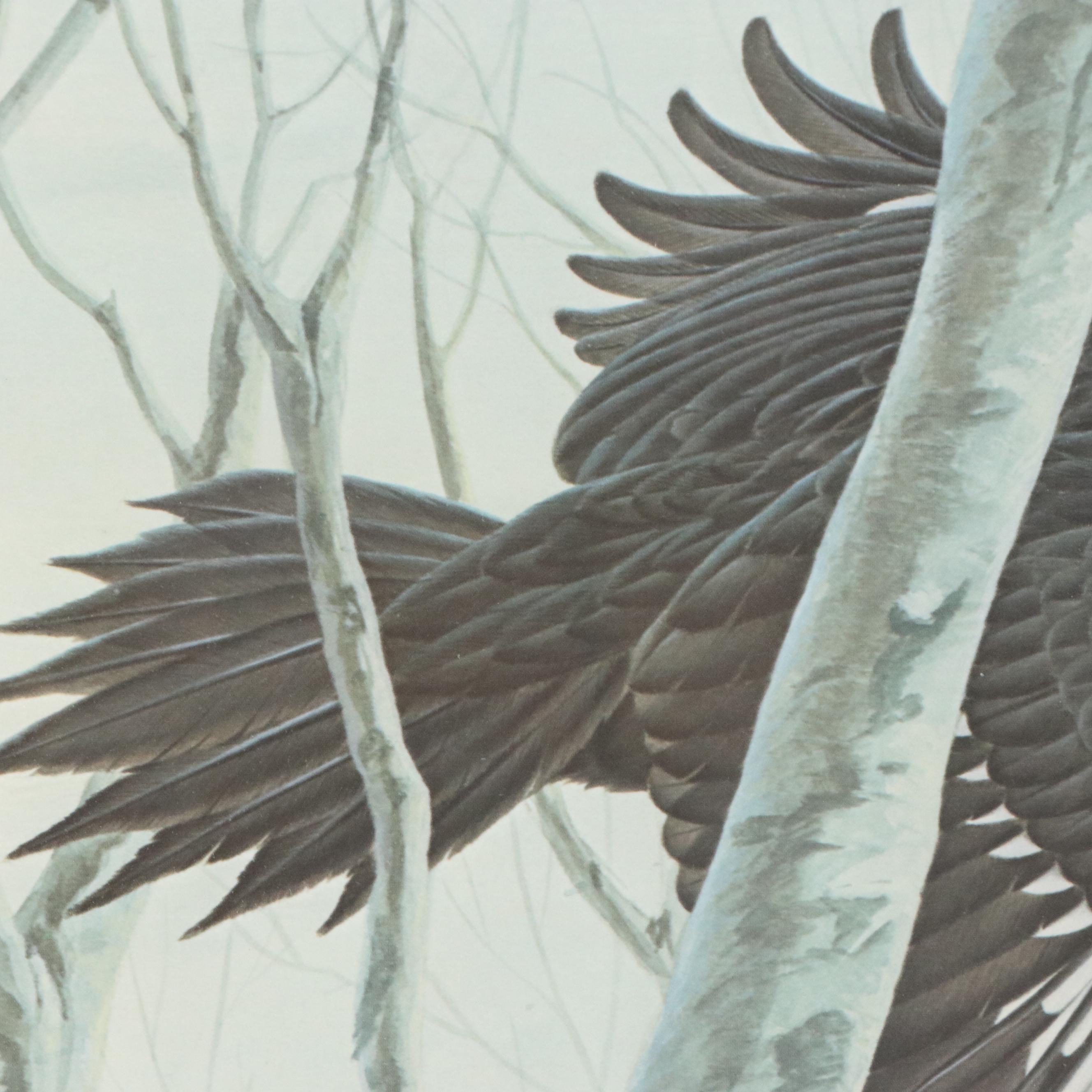 John Ruthven Offset Lithograph "Pileated Woodpeckers," Late 20th Century