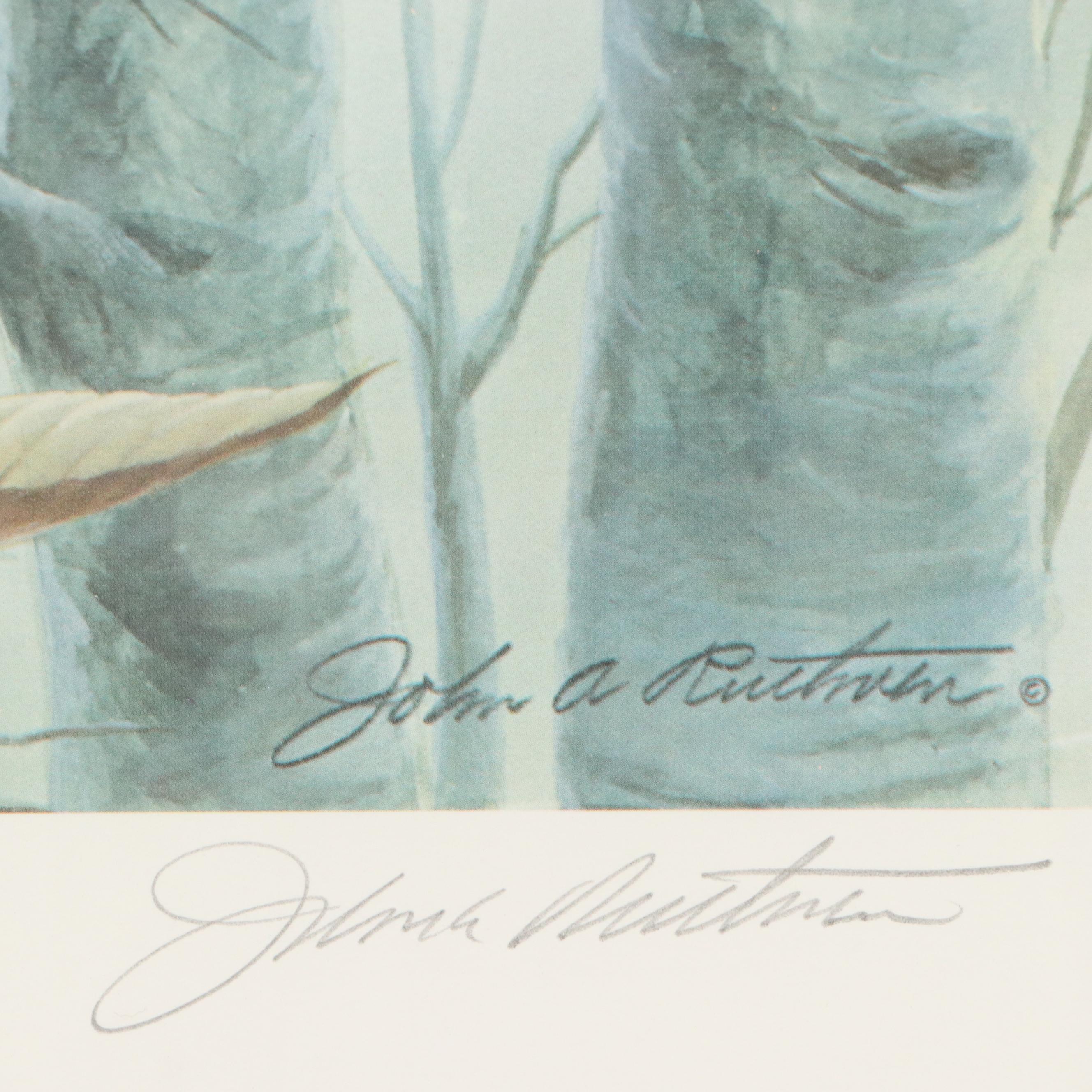 John Ruthven Offset Lithograph "Pileated Woodpeckers," Late 20th Century