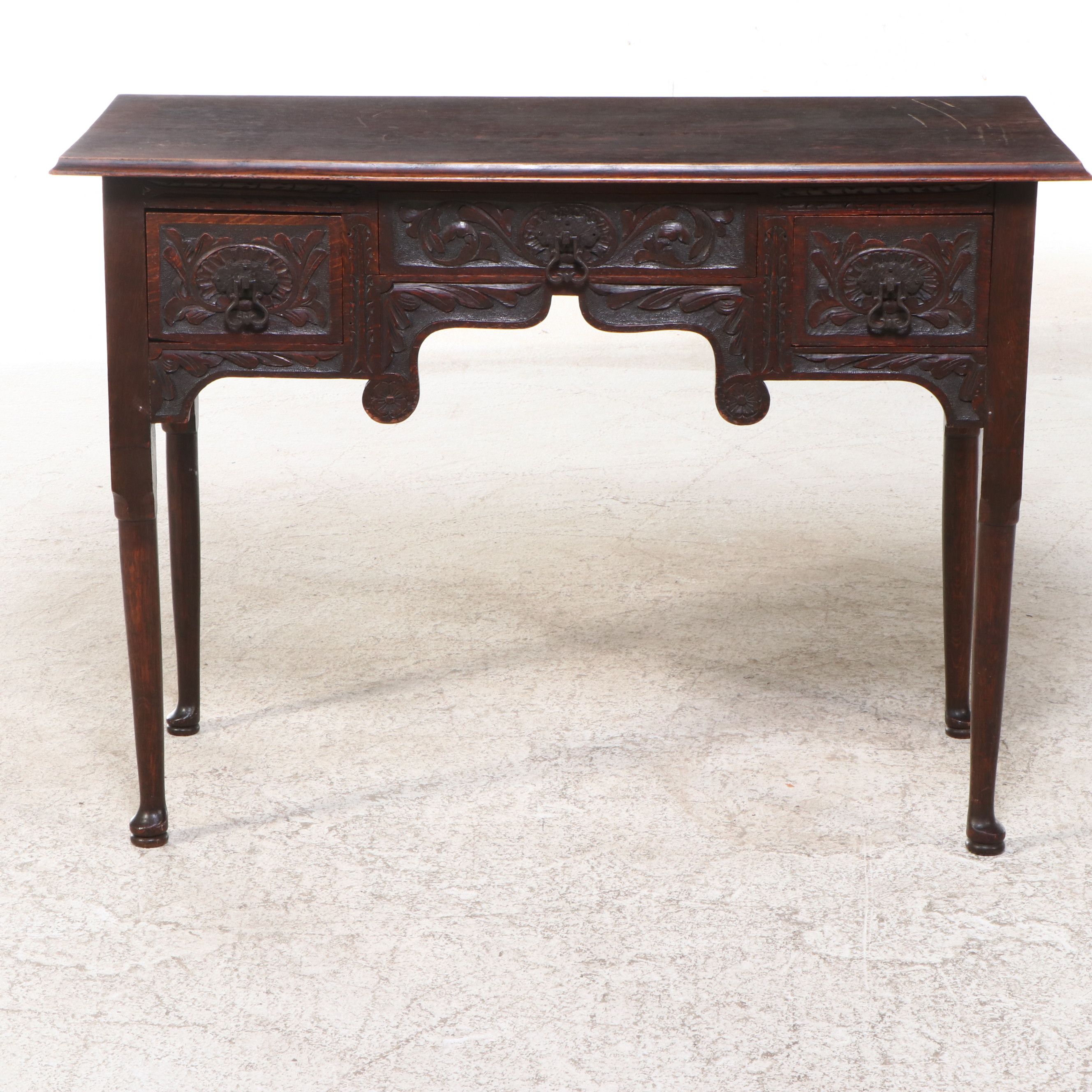Anglo-Irish Carved Oak Lowboy, 18th to Early 19th Century