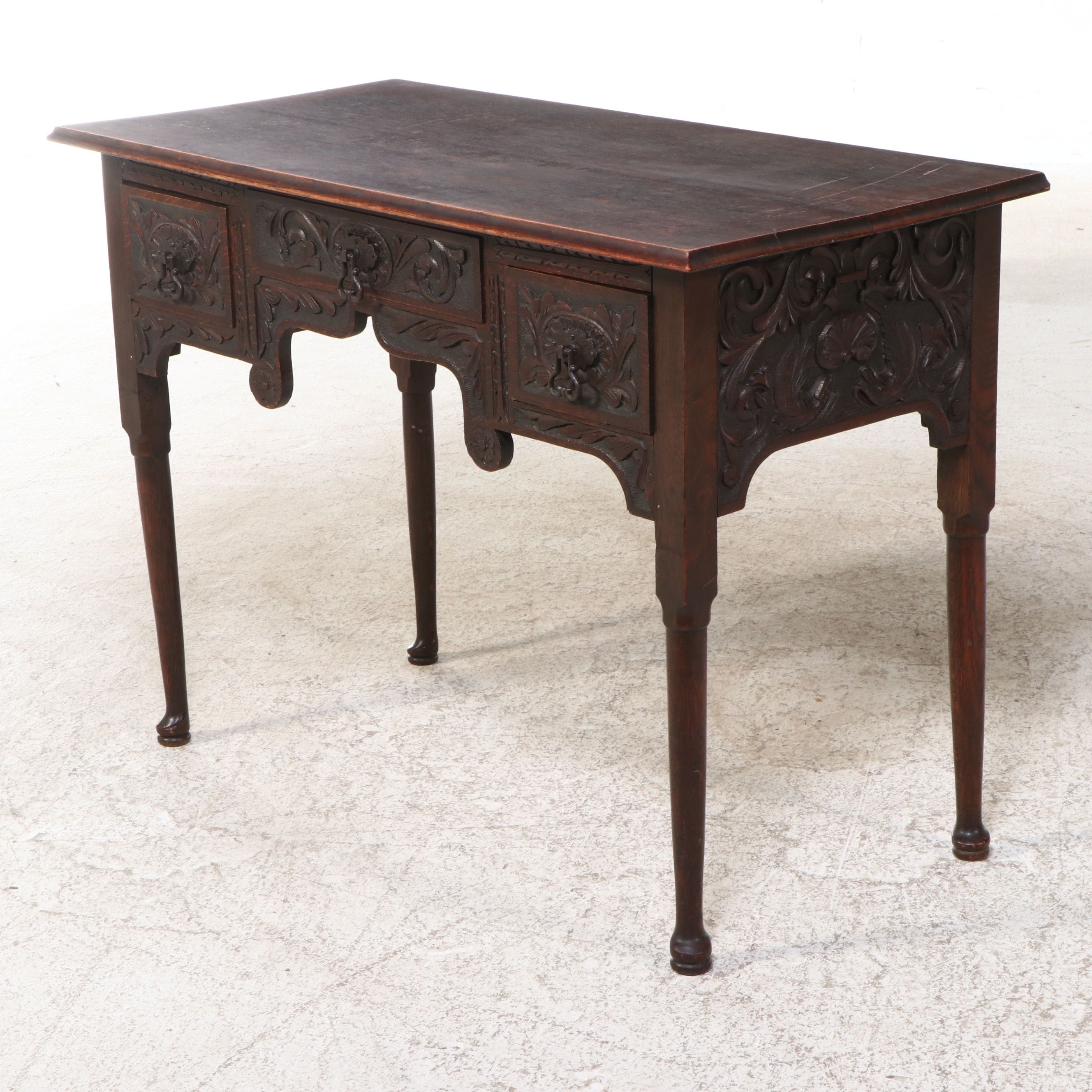 Anglo-Irish Carved Oak Lowboy, 18th to Early 19th Century