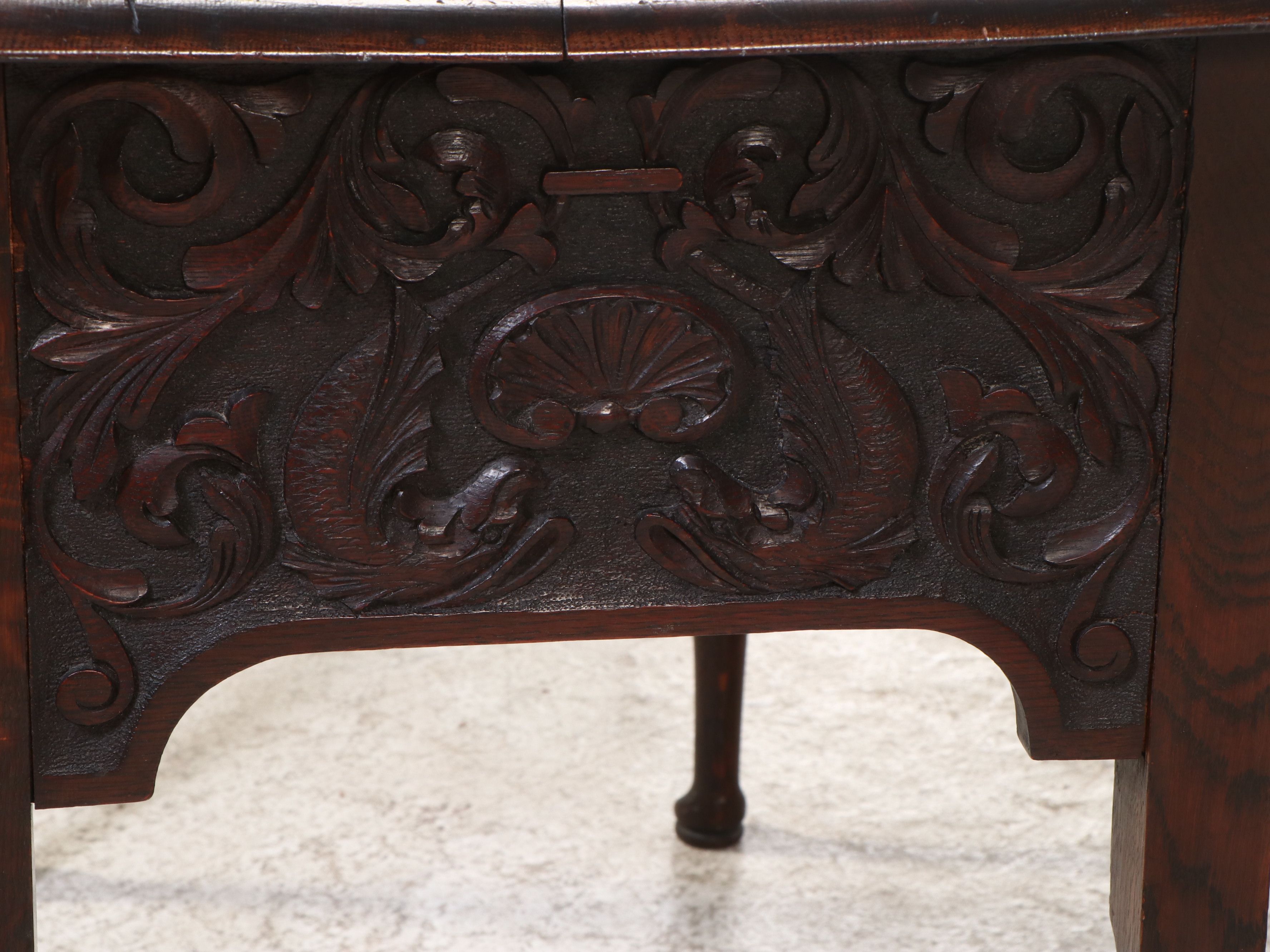 Anglo-Irish Carved Oak Lowboy, 18th to Early 19th Century