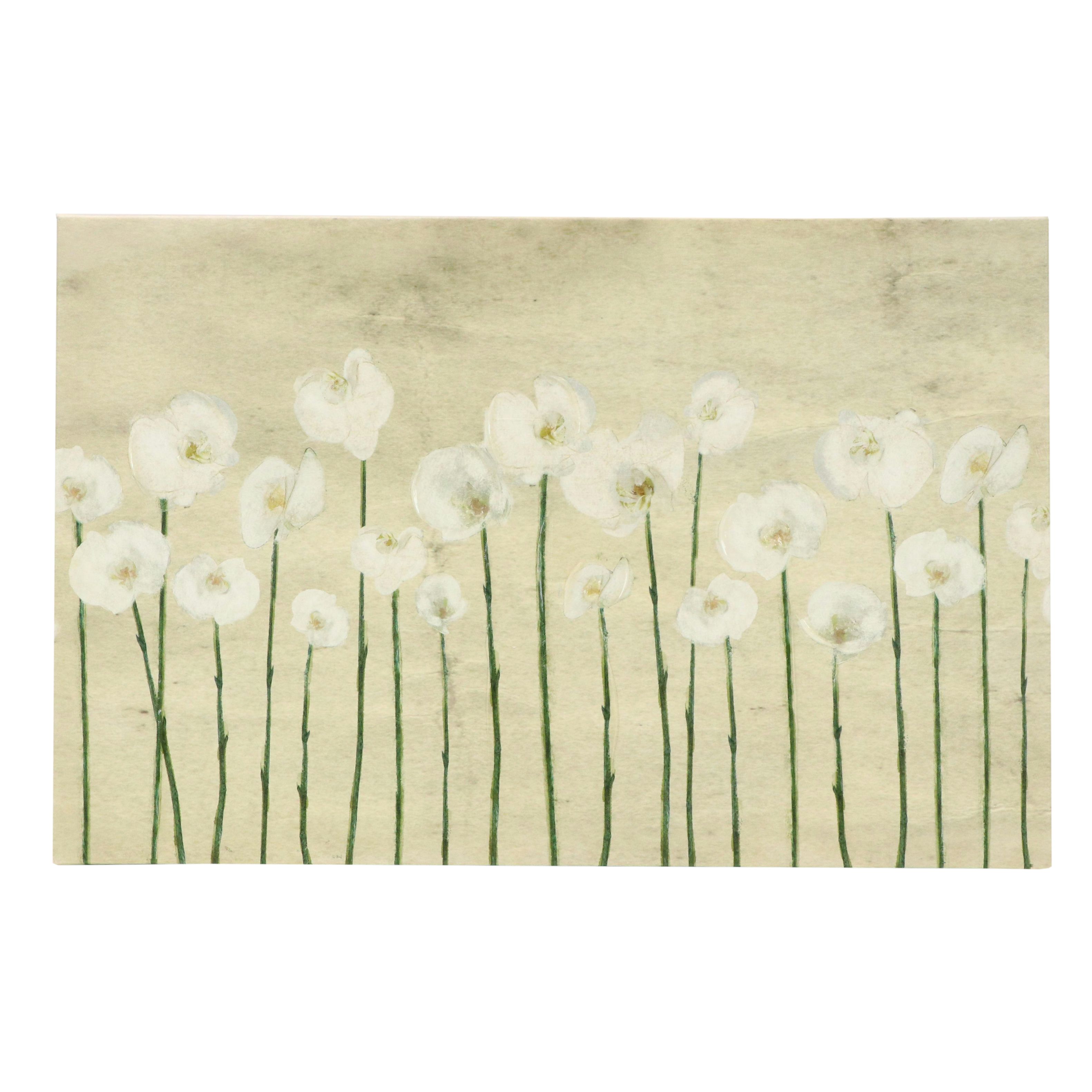 Embellished Giclée of Stylized Flowers, 2016