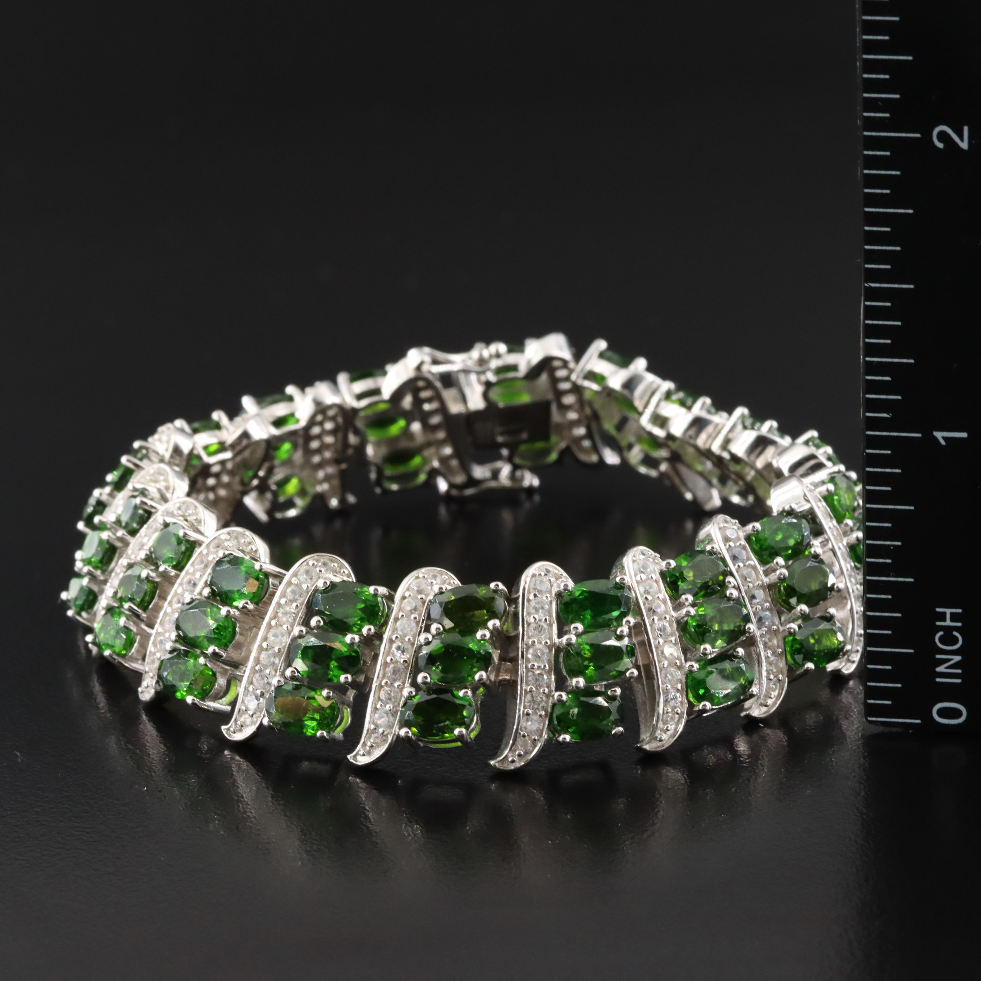 Sterling Diopside and Zircon Bracelet