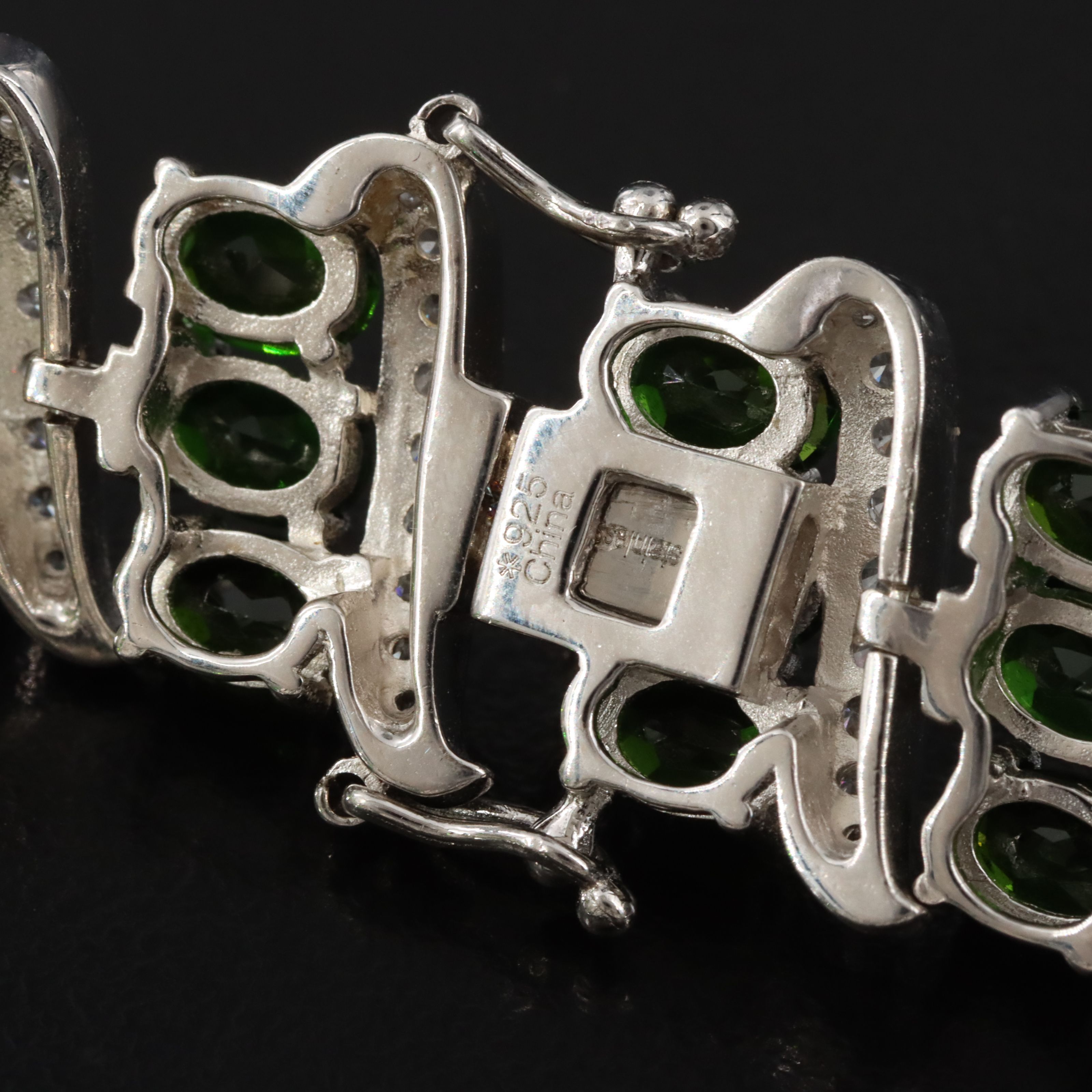 Sterling Diopside and Zircon Bracelet