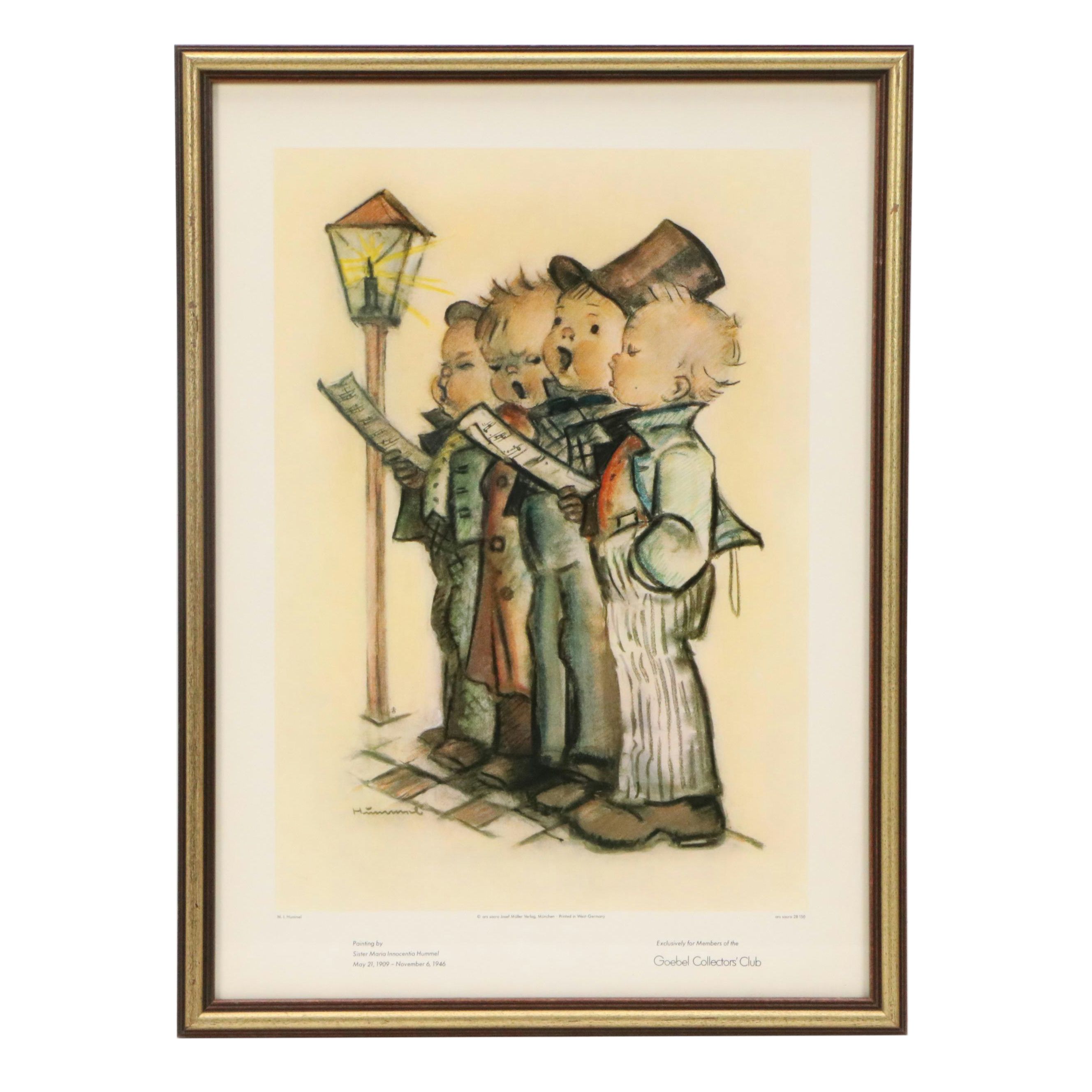 After M.I. Hummel Offset Lithographs of Caroling Boys and Little Girls Embracing