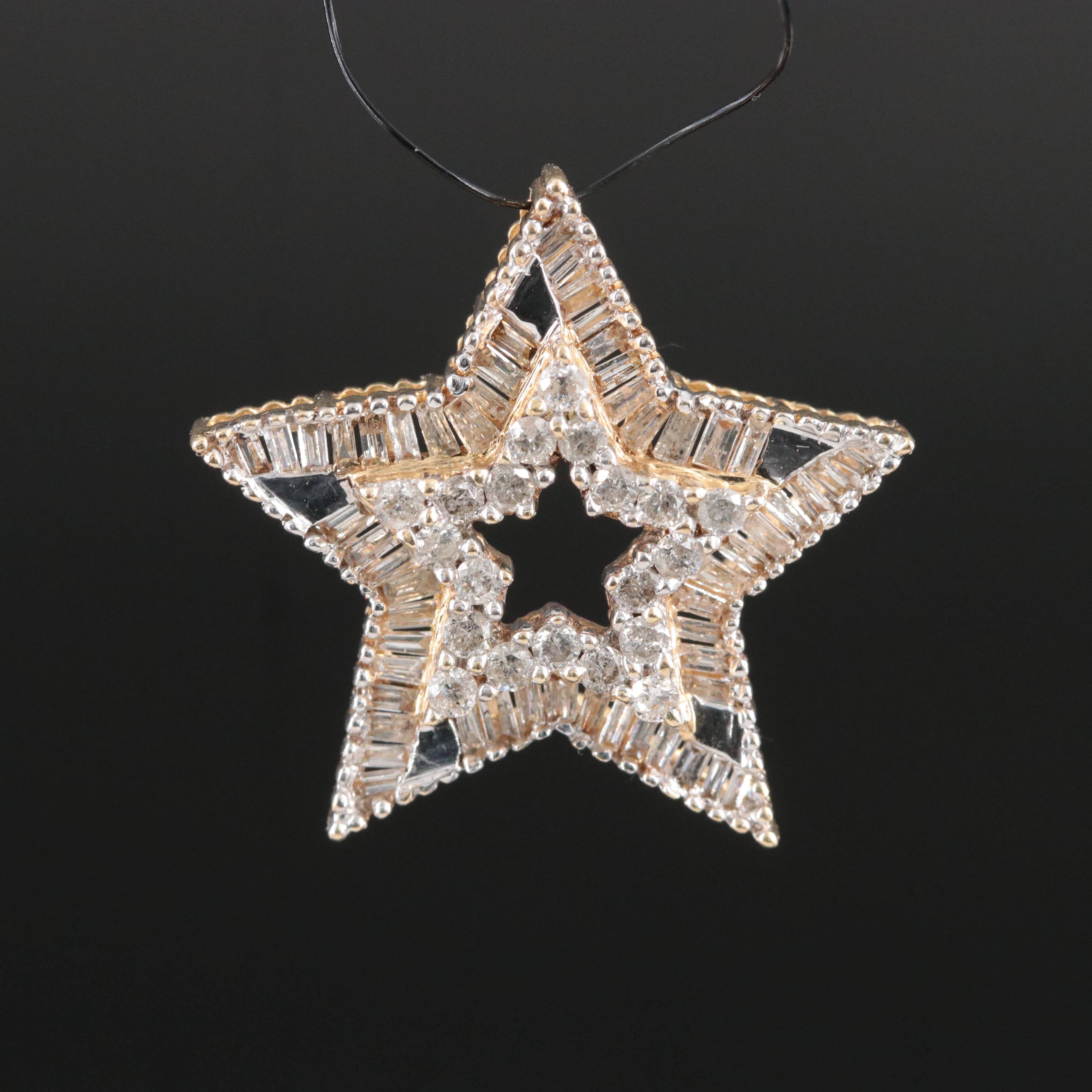 10K 0.75 CTW Diamond Star Pendant