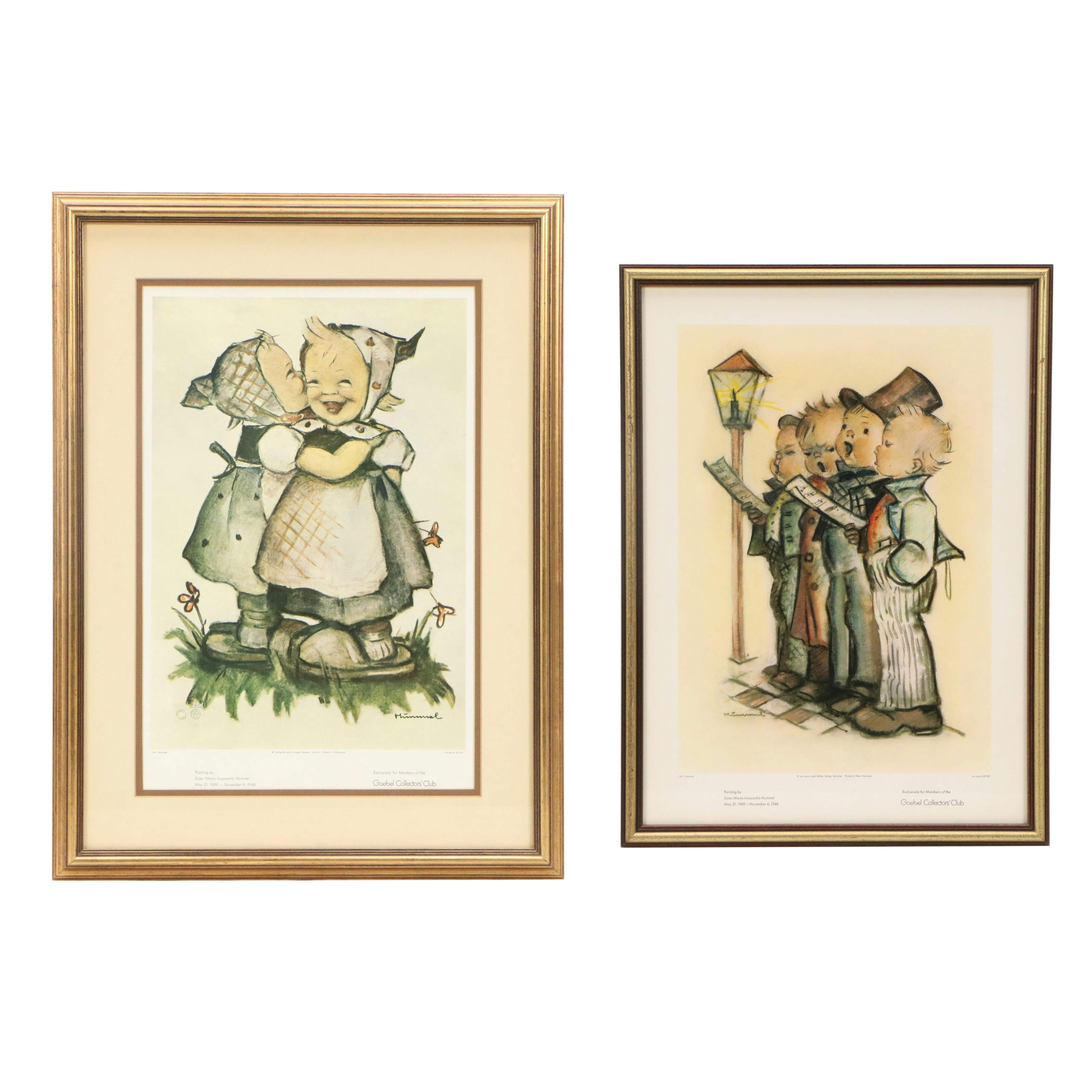 After M.I. Hummel Offset Lithographs of Caroling Boys and Little Girls Embracing