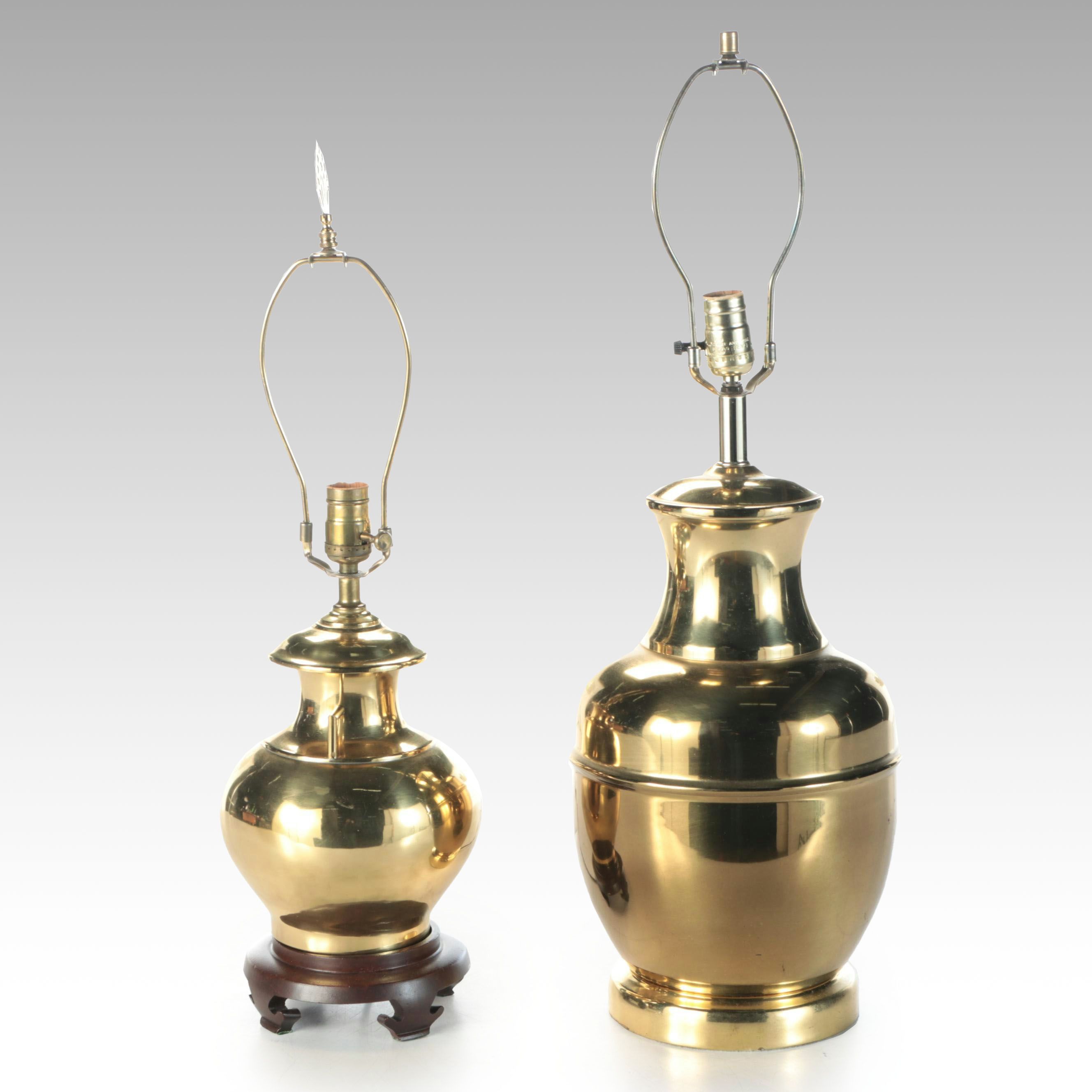 Two Brass Urn Table Lamps