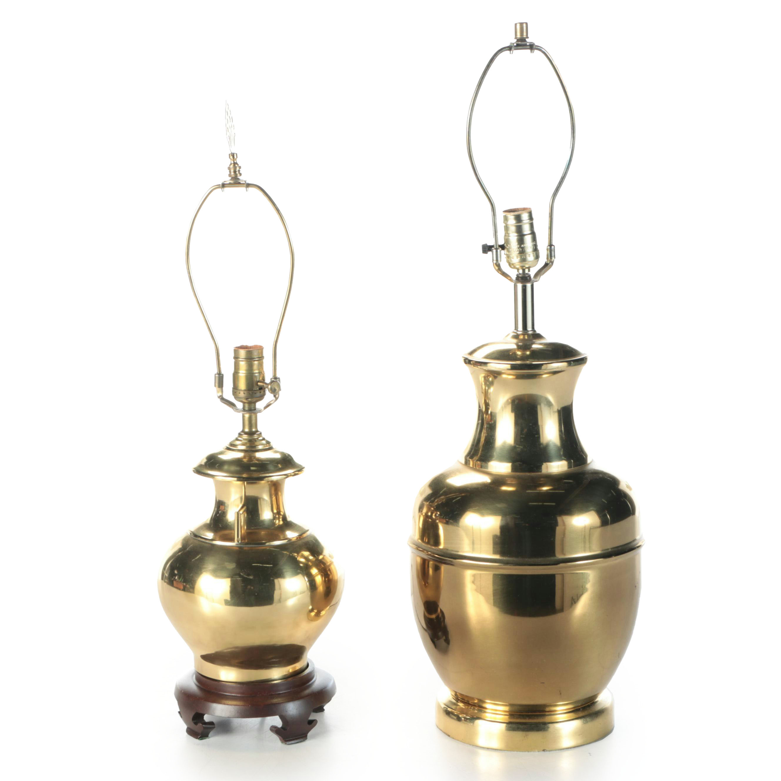 Two Brass Urn Table Lamps