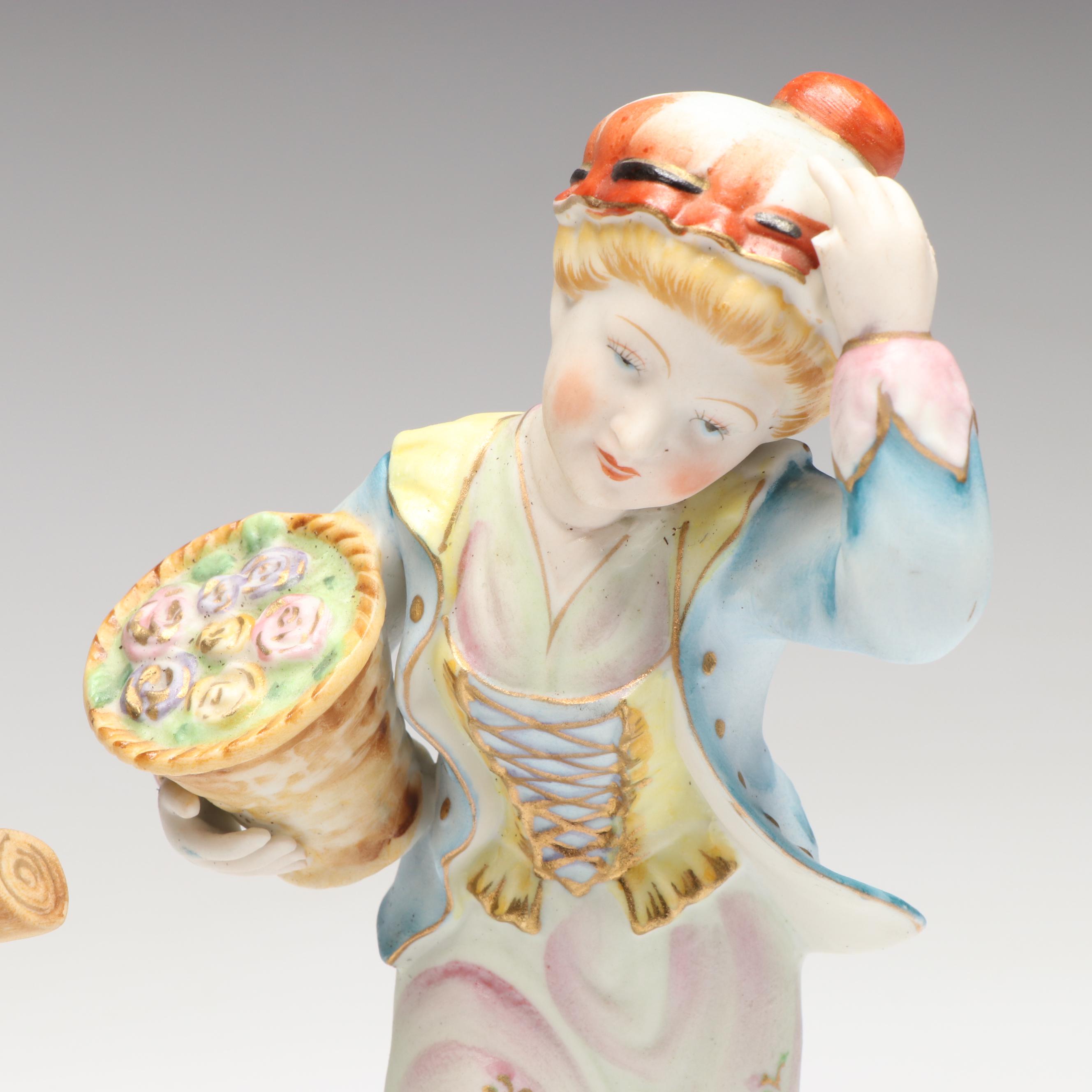 Occupied Japan Era Bisque Porcelain Hand-Painted Figurines, Mid-20th Century