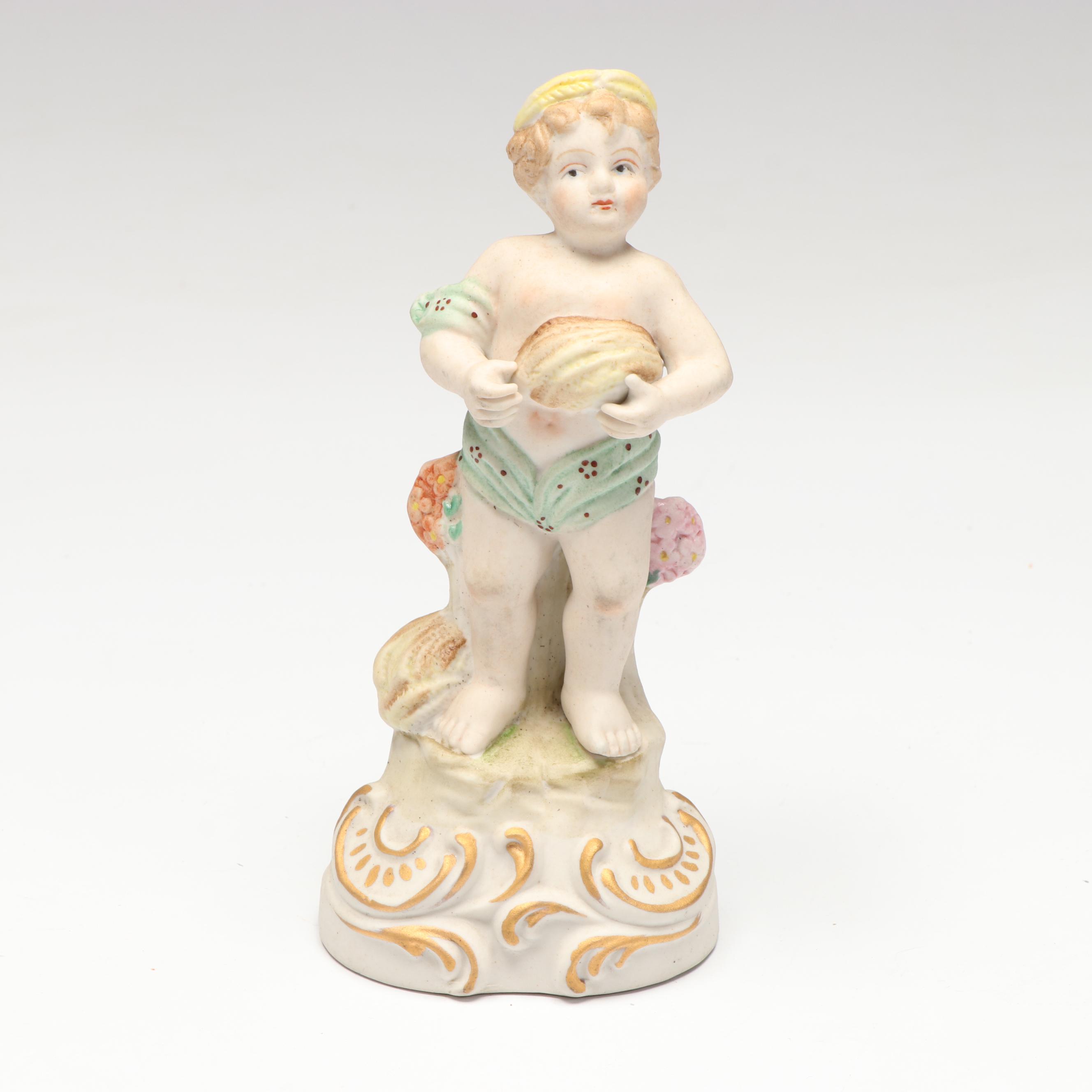 Occupied Japan Era Bisque Porcelain Hand-Painted Figurines, Mid-20th Century