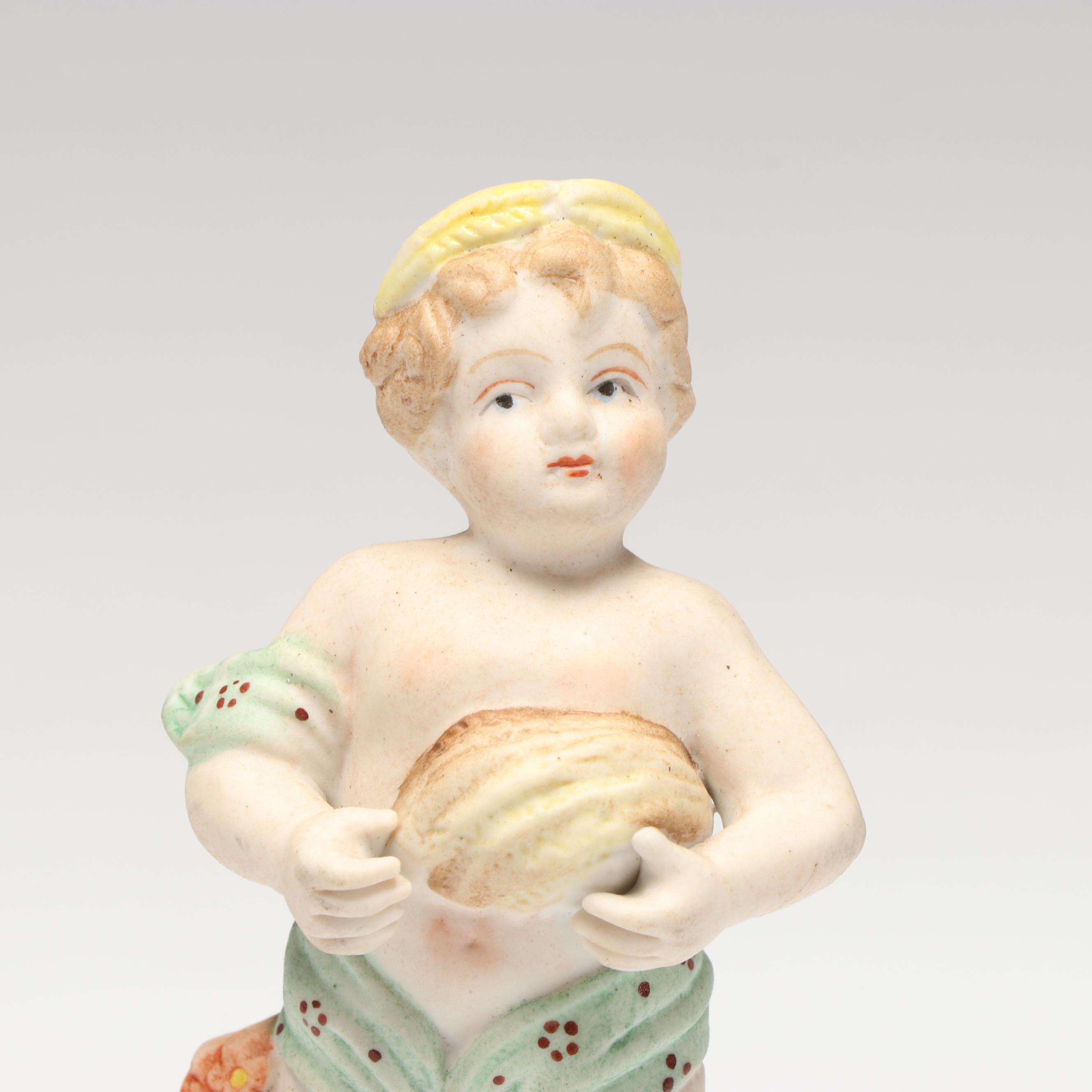 Occupied Japan Era Bisque Porcelain Hand-Painted Figurines, Mid-20th Century