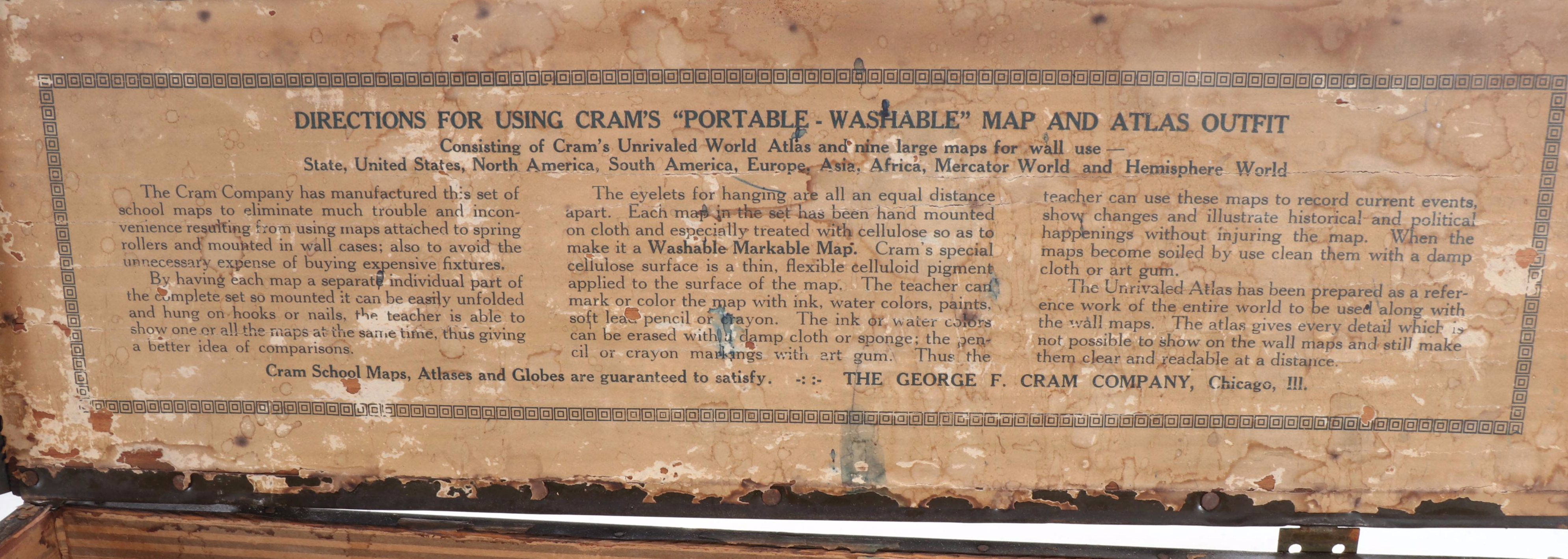 George F. Cram Portable and Washable Map and Atlas Outfit, Early 20th Century