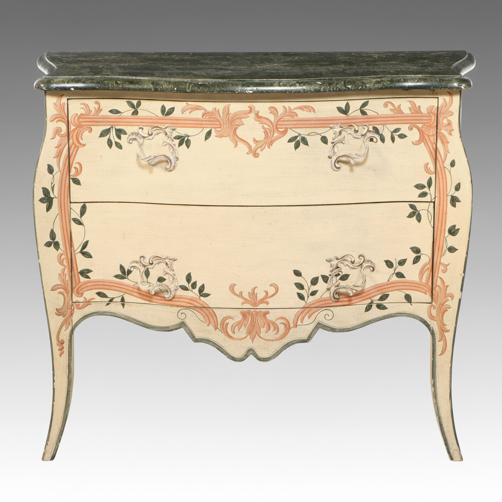 Baker Furniture French Provincial Style Painted Bombe Chest