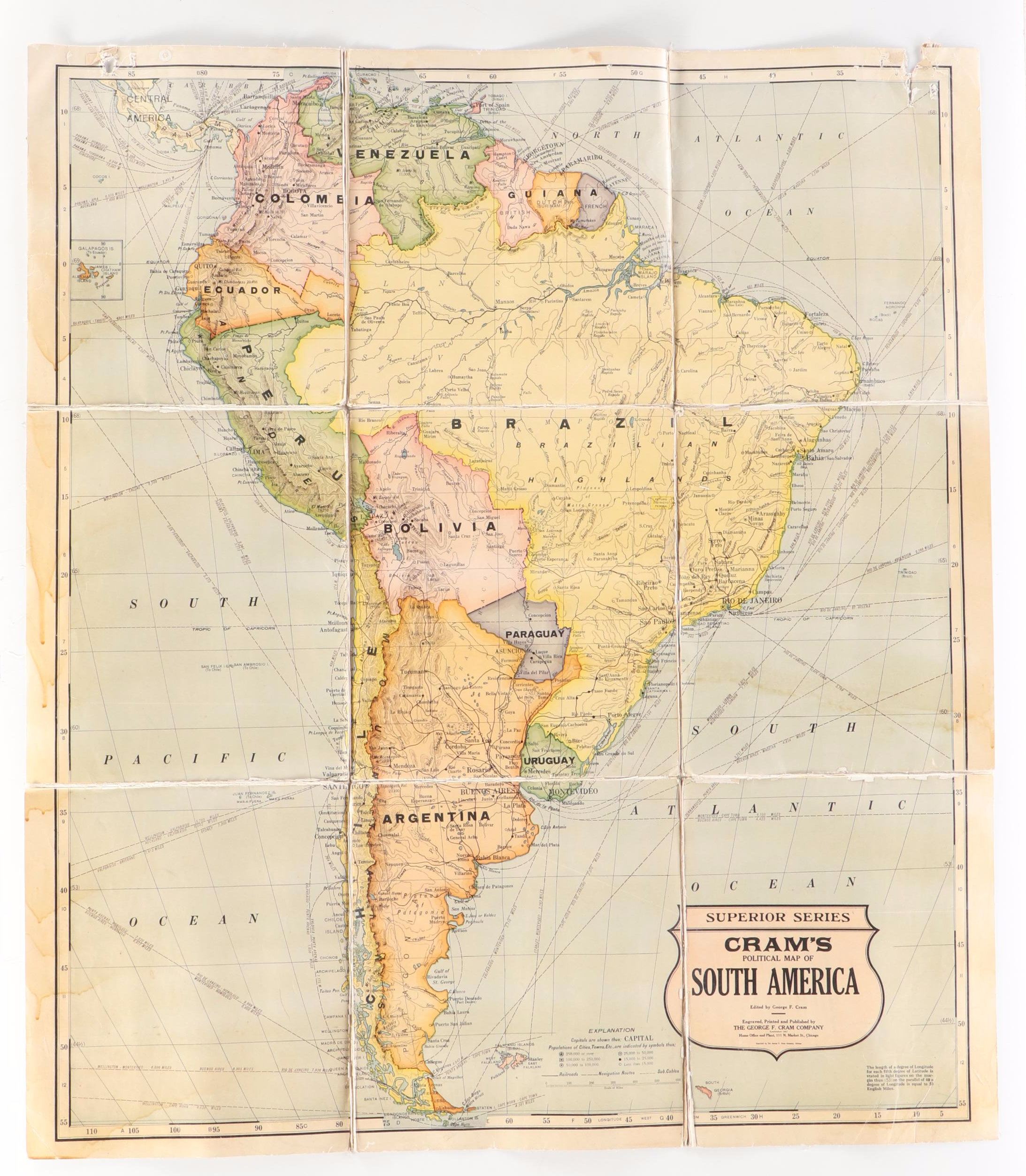 George F. Cram Portable and Washable Map and Atlas Outfit, Early 20th Century