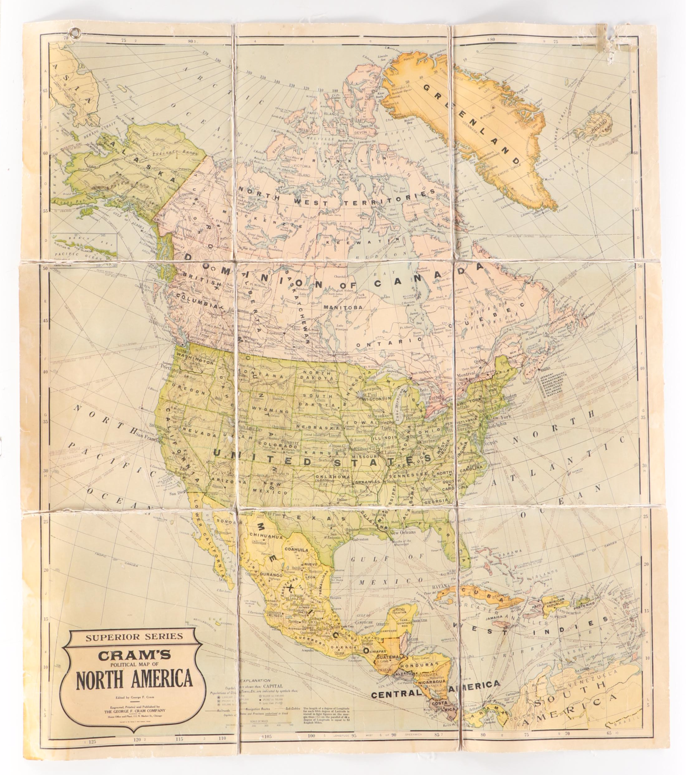 George F. Cram Portable and Washable Map and Atlas Outfit, Early 20th Century