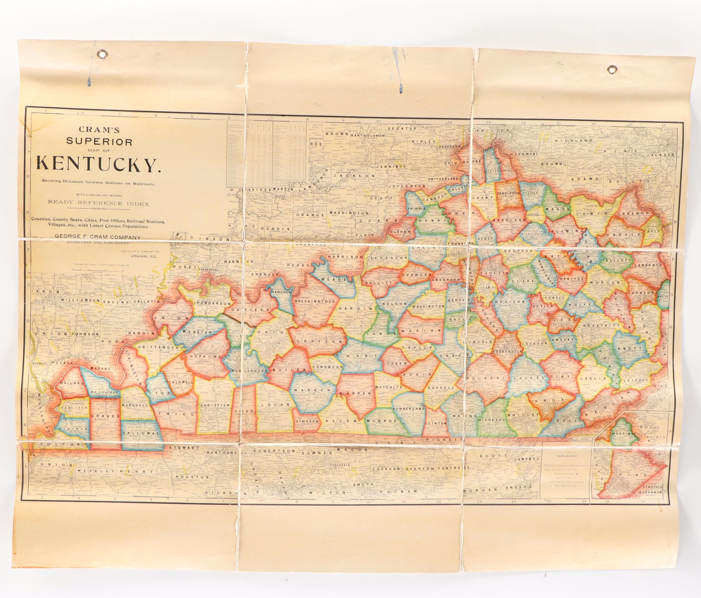 George F. Cram Portable and Washable Map and Atlas Outfit, Early 20th Century