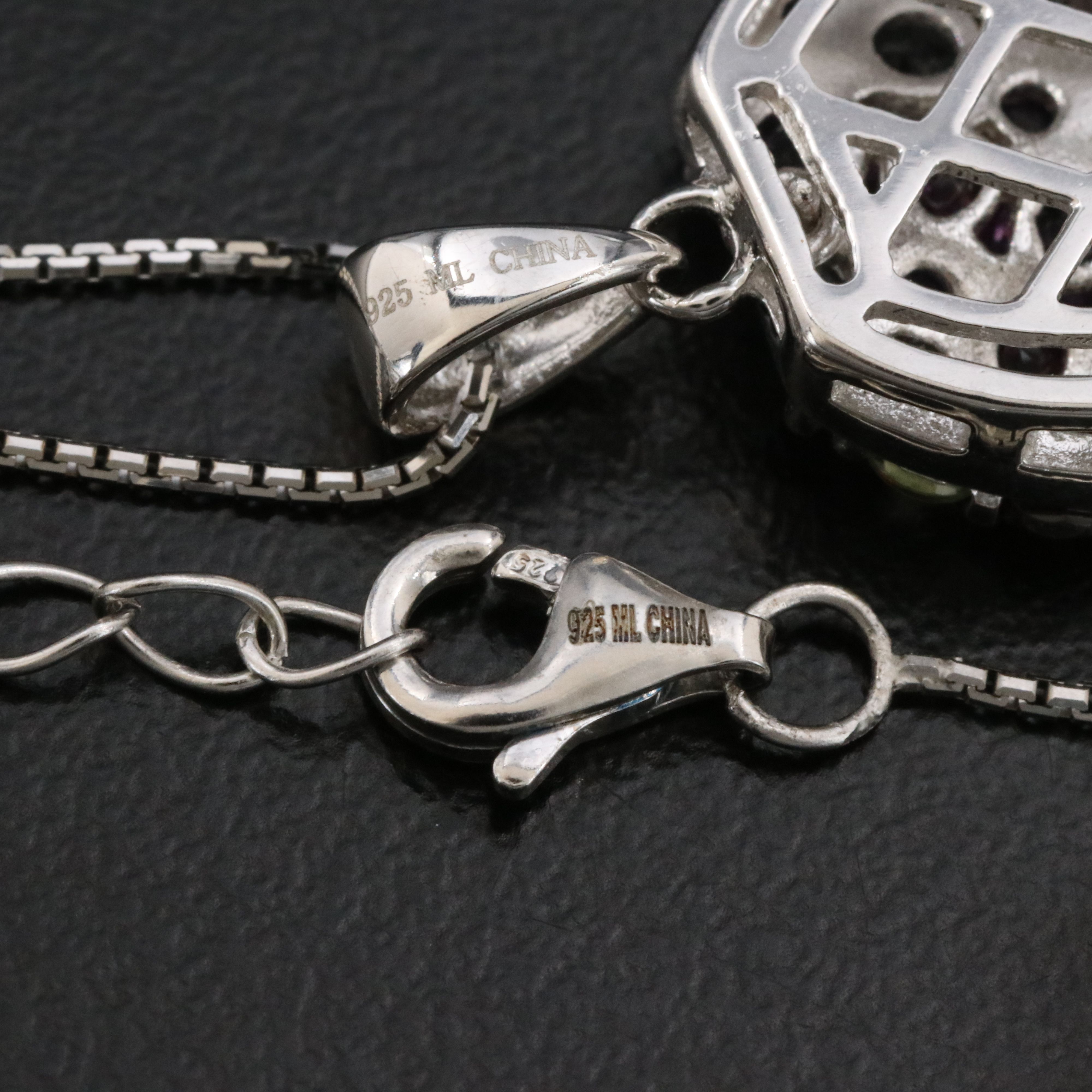 Sterling Gemstone Cluster Pendant Necklace