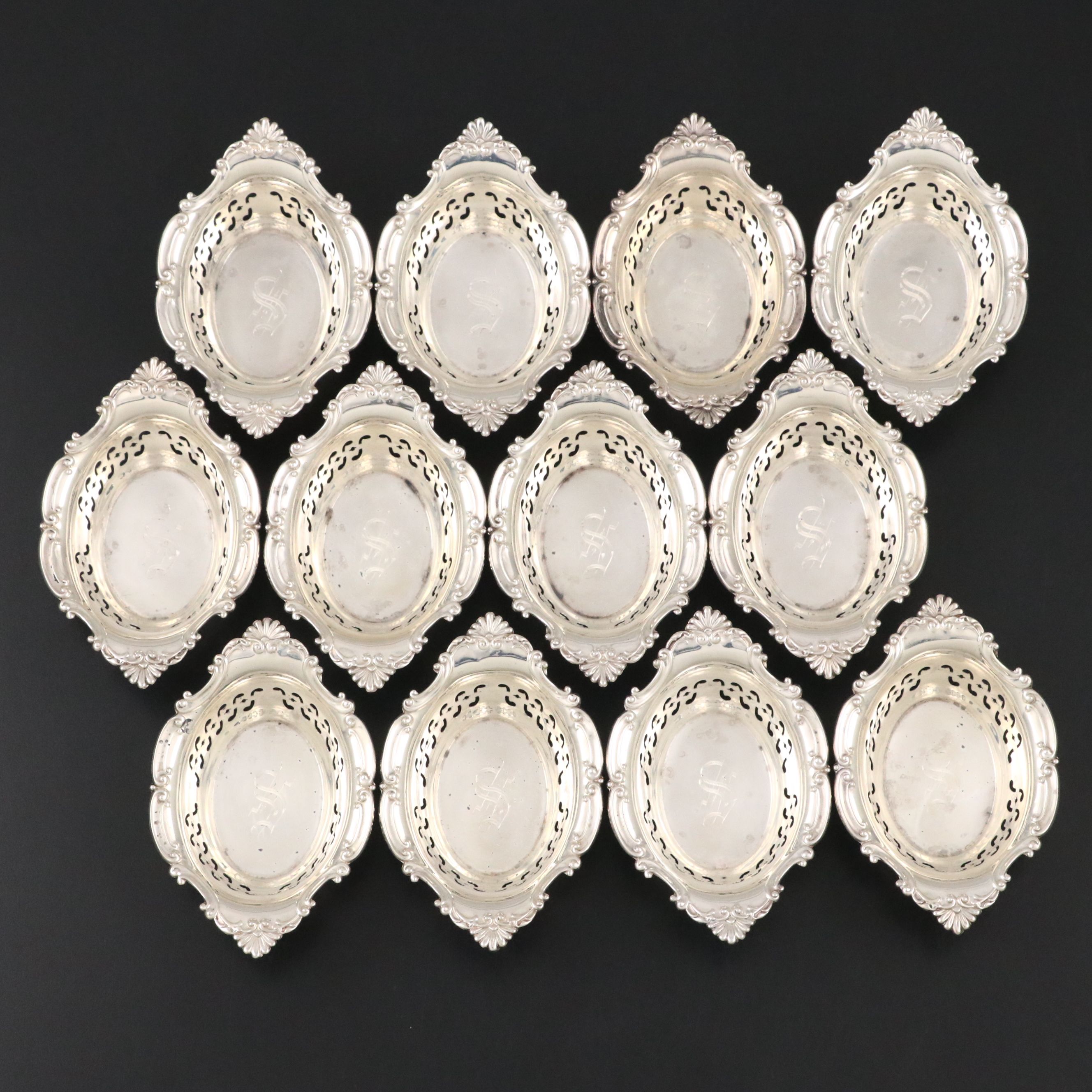 Gorham "Cromwell" Pierced Sterling Silver Nut Dishes