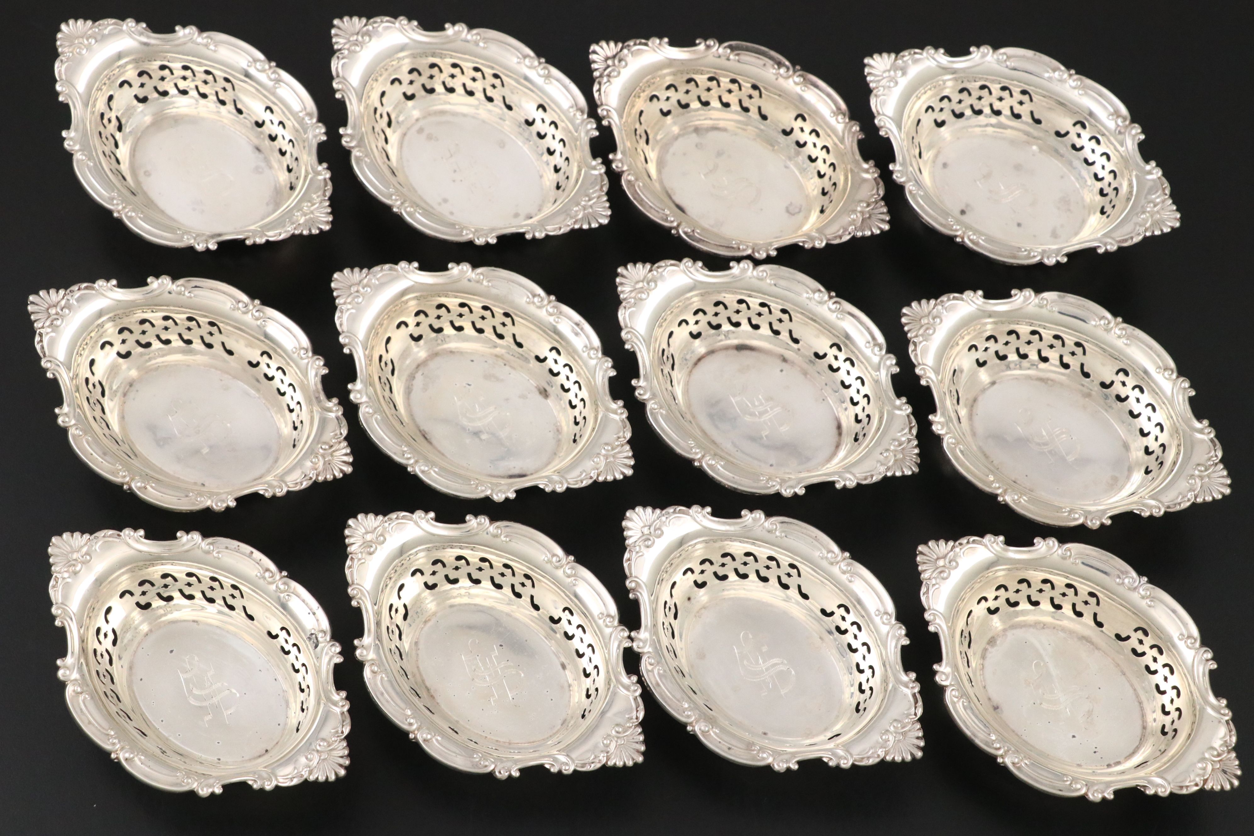 Gorham "Cromwell" Pierced Sterling Silver Nut Dishes