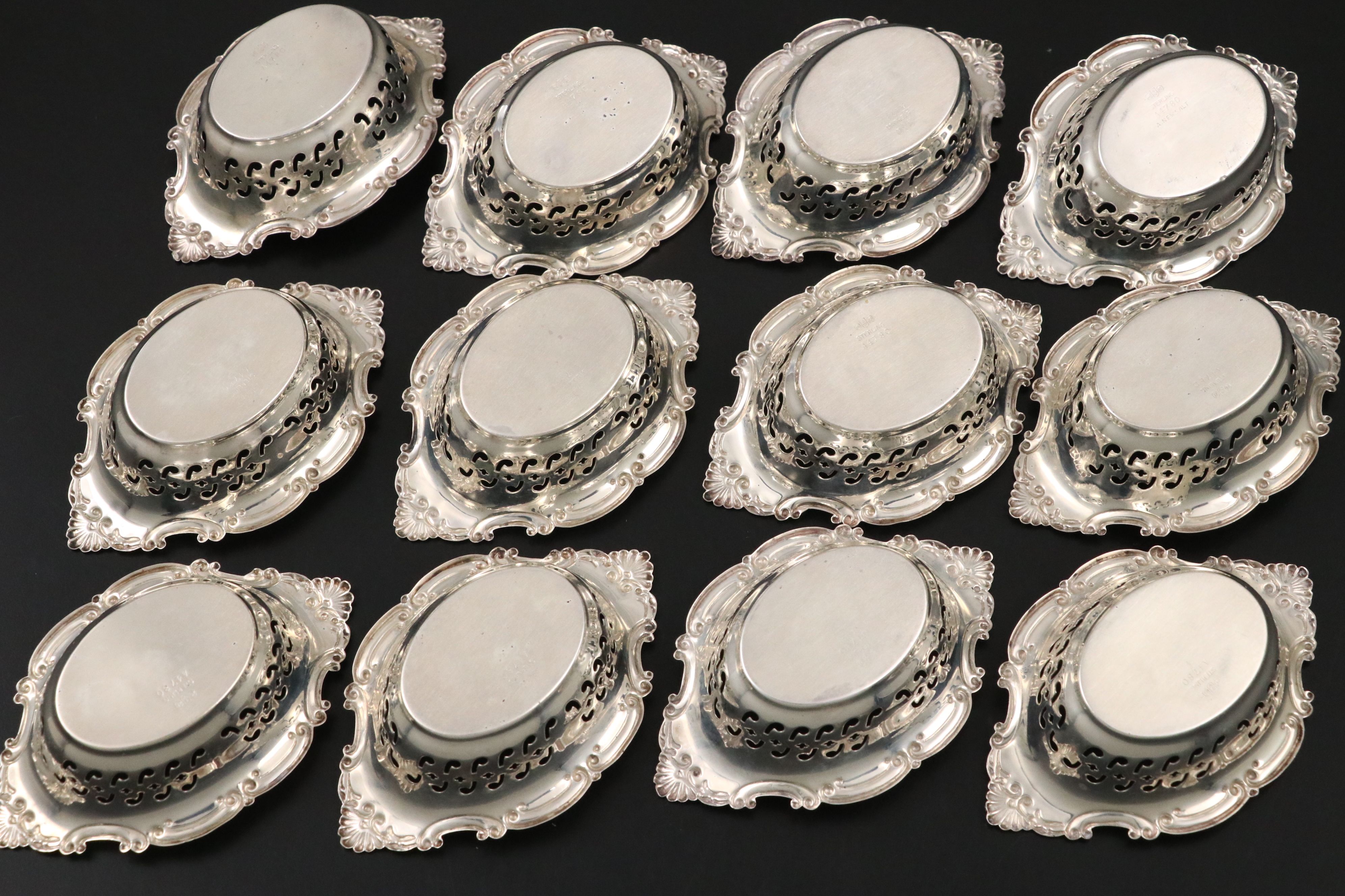 Gorham "Cromwell" Pierced Sterling Silver Nut Dishes