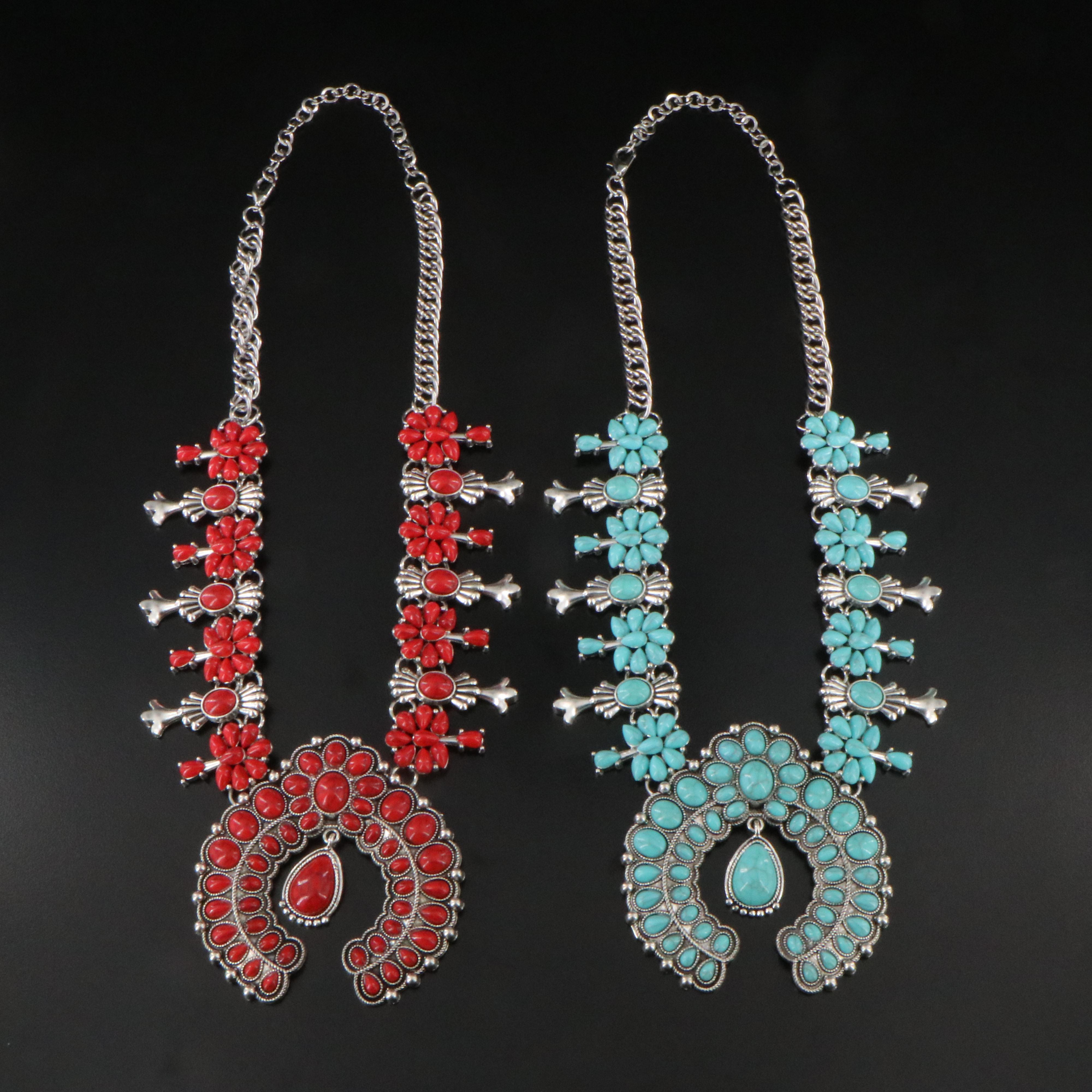Western Style Costume Squash Blossom Necklaces